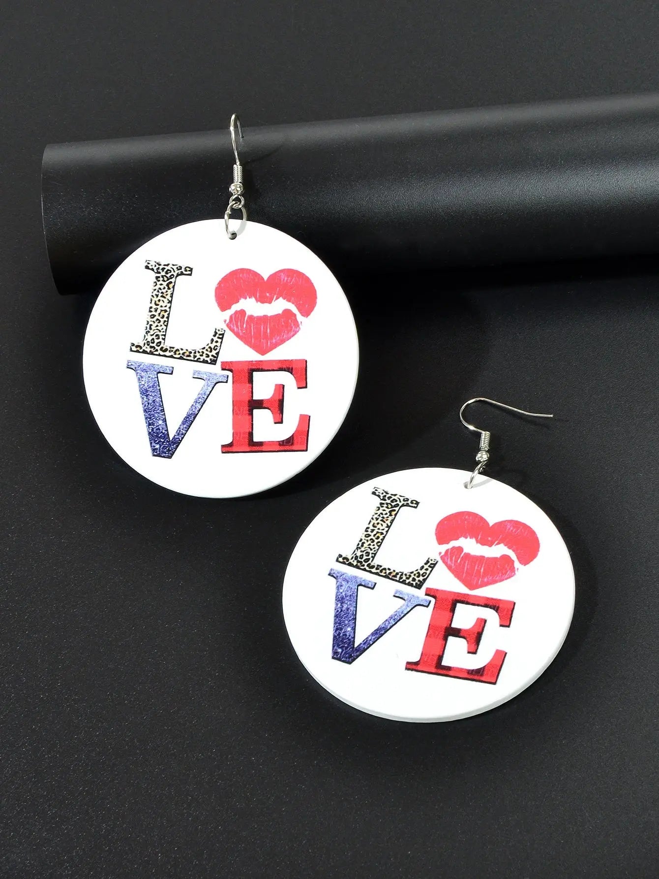 Stunning Colorful LOVE Circle Earrings - Fashionable Round Ear Jewelry Accessory Feelontop Jewellery