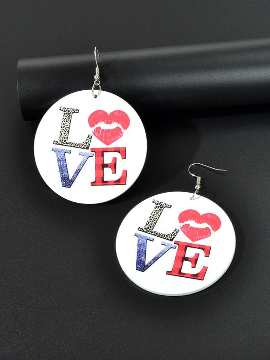 Stunning Colorful LOVE Circle Earrings - Fashionable Round Ear Jewelry Accessory Feelontop Jewellery