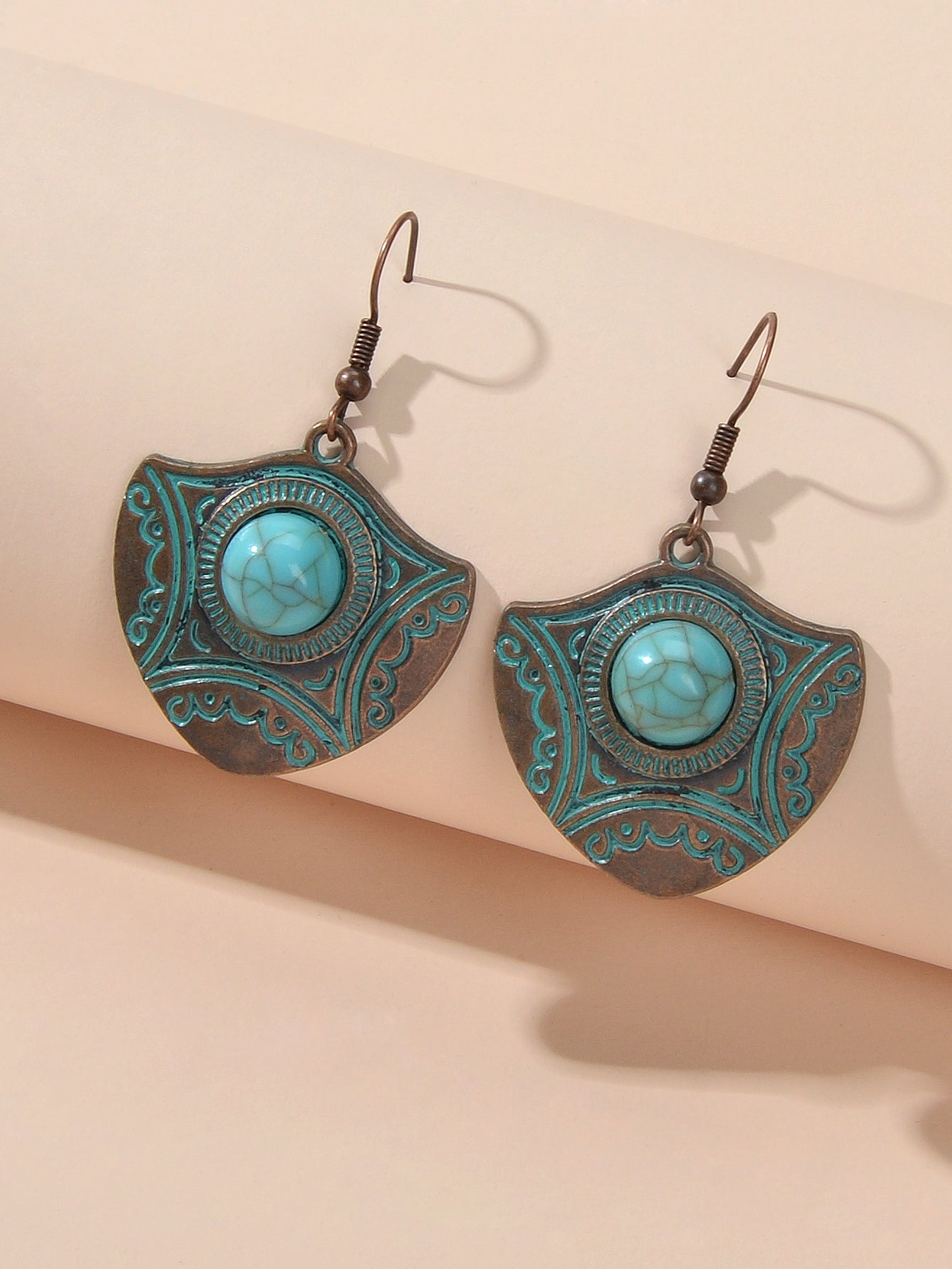 Oxidized Traditional Jewellery Beads Carved Geometric Dangle Vintage Earrings Feelontop Jewellery
