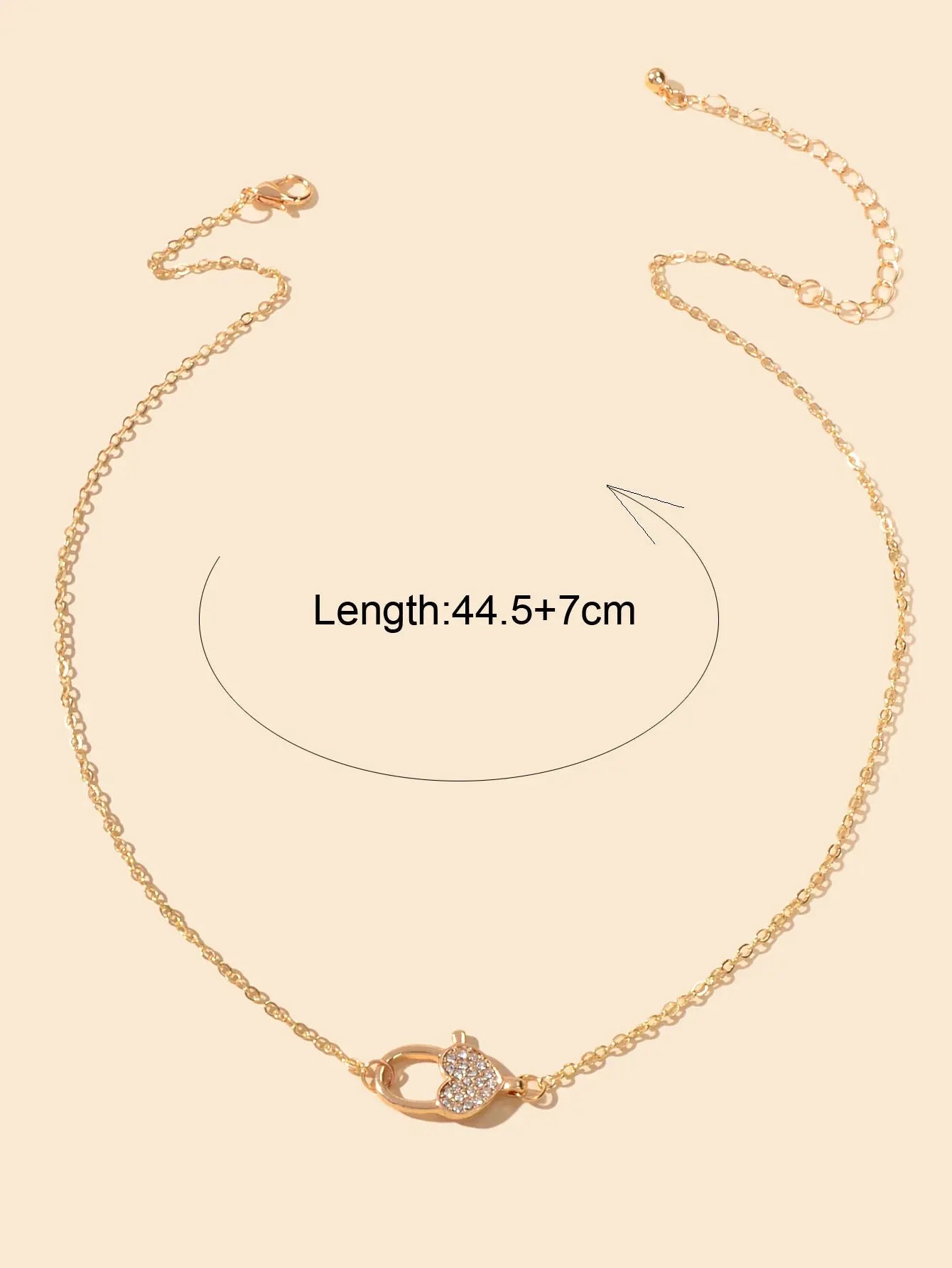 Engagement Jewellery Gift Gold Chain Rhinestone Decor Heart Lock Charm Necklace Feelontop Jewellery