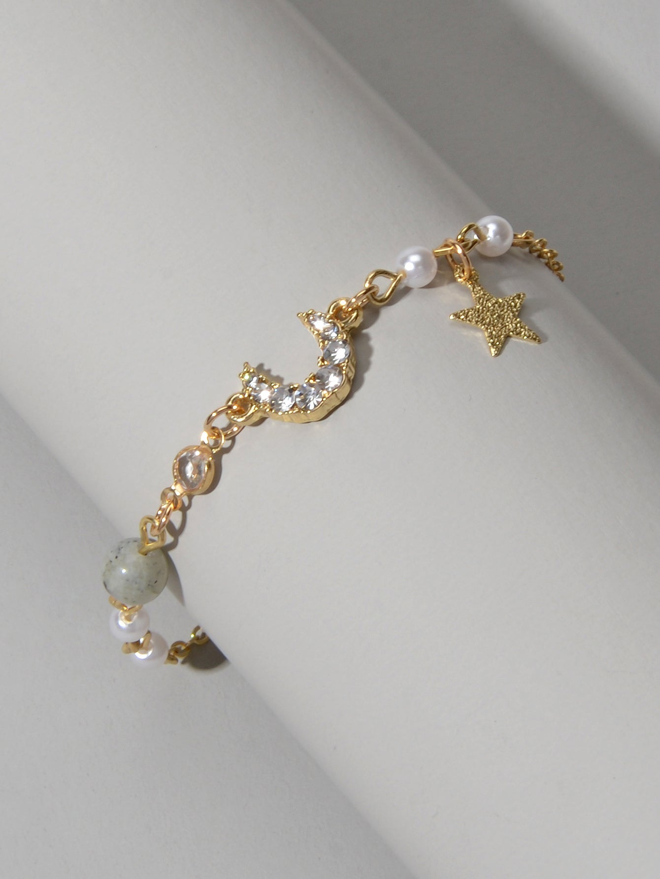Luxurious Jewellery Party Wear Gold Chain Rhinestone Star Moon Charm Bracelet Feelontop Jewellery