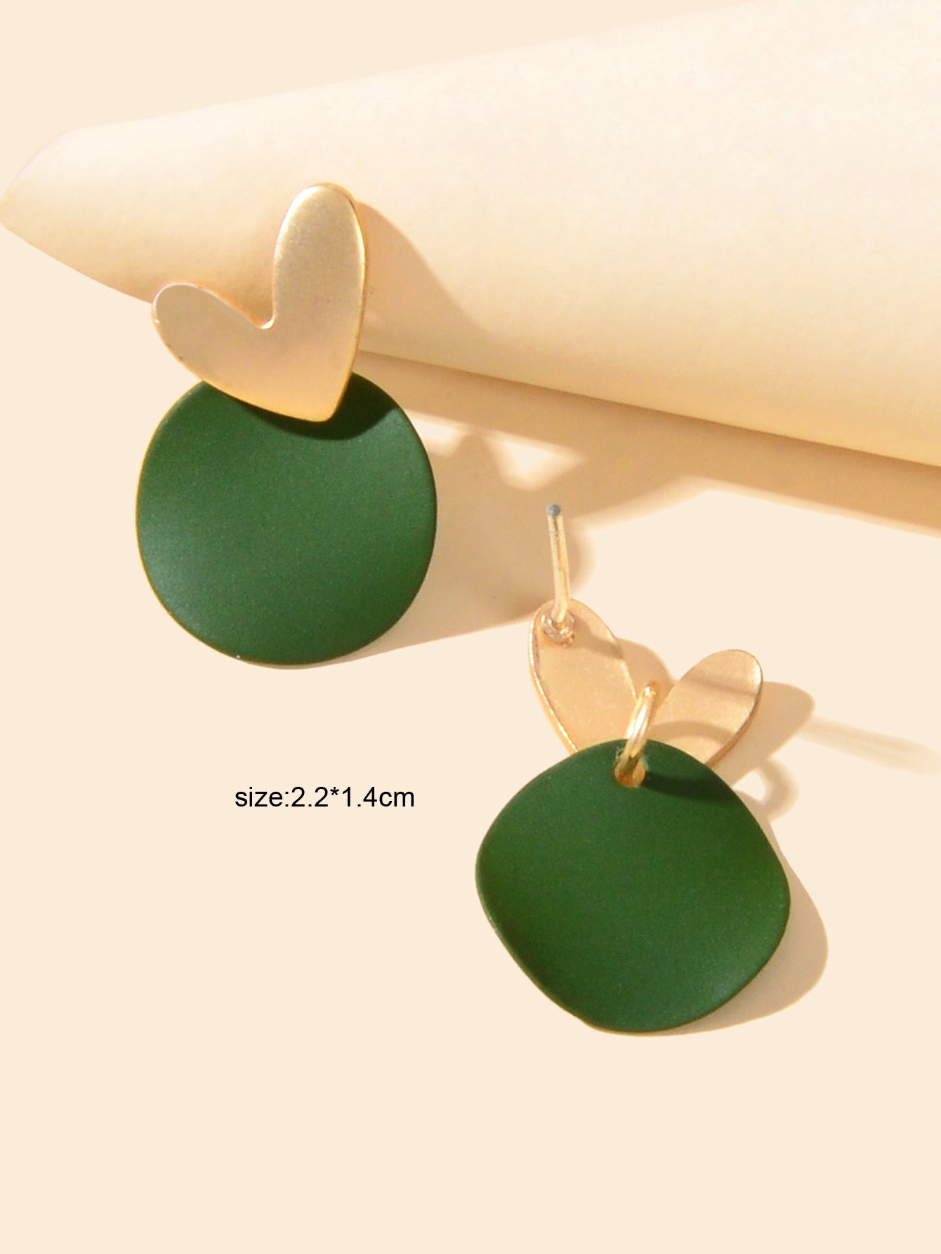 Love Heart Green Round Stud Pierced Hypoallergenic Female Earrings Stud Jewelry Feelontop Jewellery