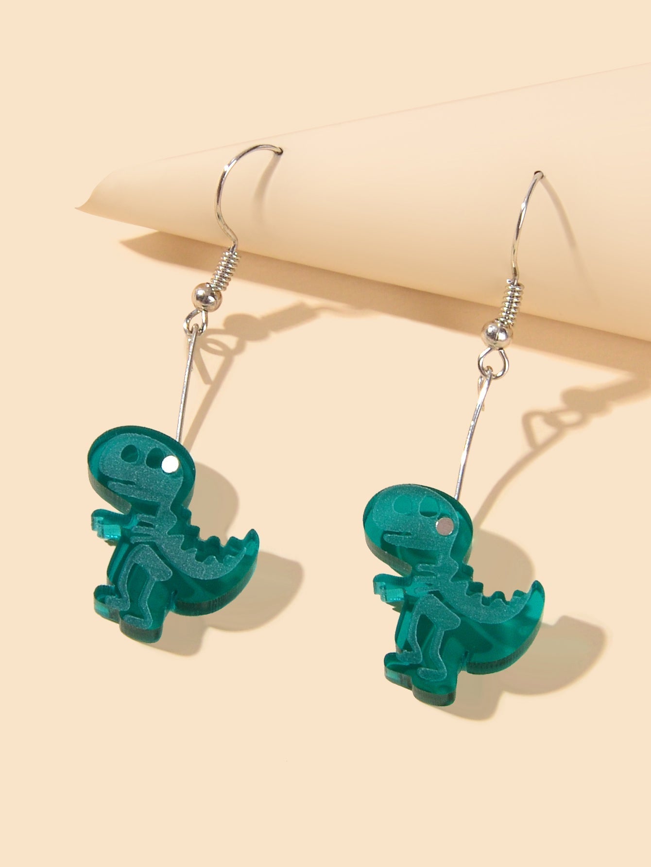Lovely Cartoon Jewellery Green Resin Dinosaur Dangle Pendant Earrings for Women Feelontop Jewellery
