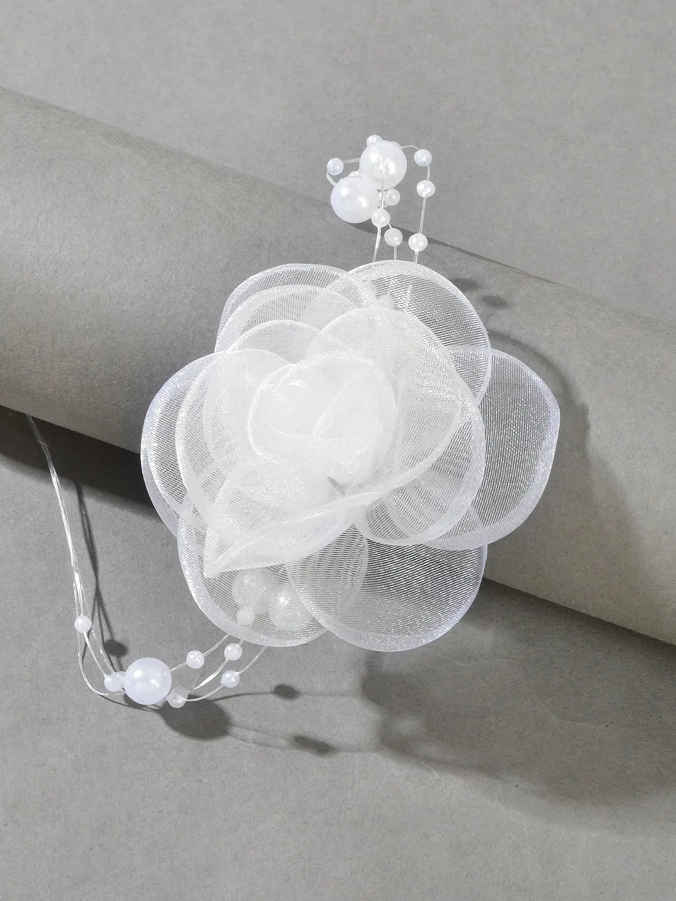 Romantic Jewellery Multi-layer Pearl Chain White Flower Choker Floral Necklace Feelontop Jewellery