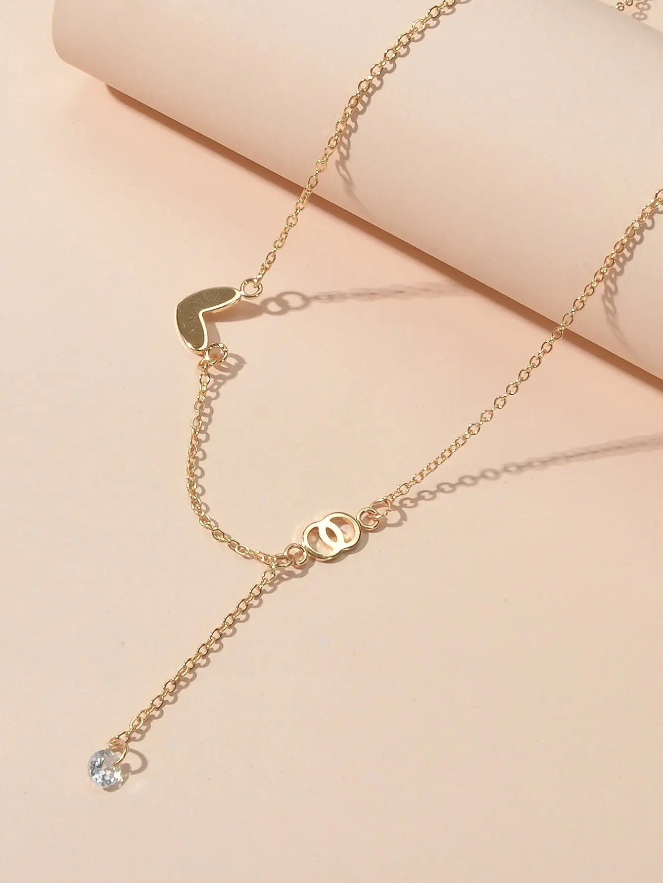 Dainty Party Gift Costume Jewellery Gold Chain Circle Heart Charm Beads Necklace Feelontop Jewellery