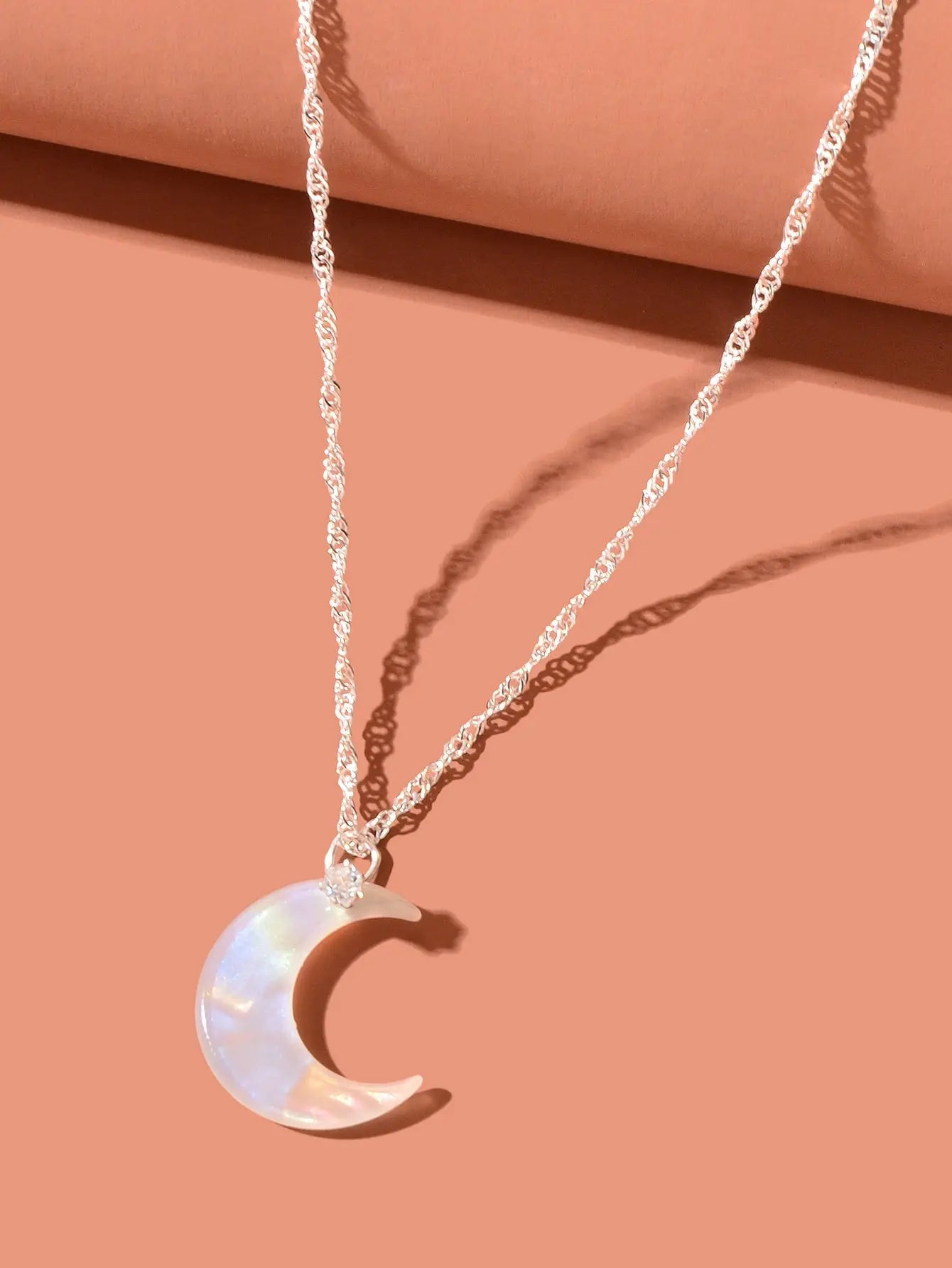 Delicate Gold Chain Transparent Acrylic Moon Pendant Necklace Girls Jewelry Gift Feelontop Jewellery