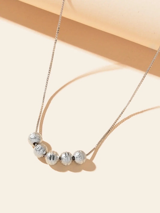 Minimalist Silver Chain Beaded Pendant Clavicle Necklace Women Trendy Accessory Feelontop Jewellery