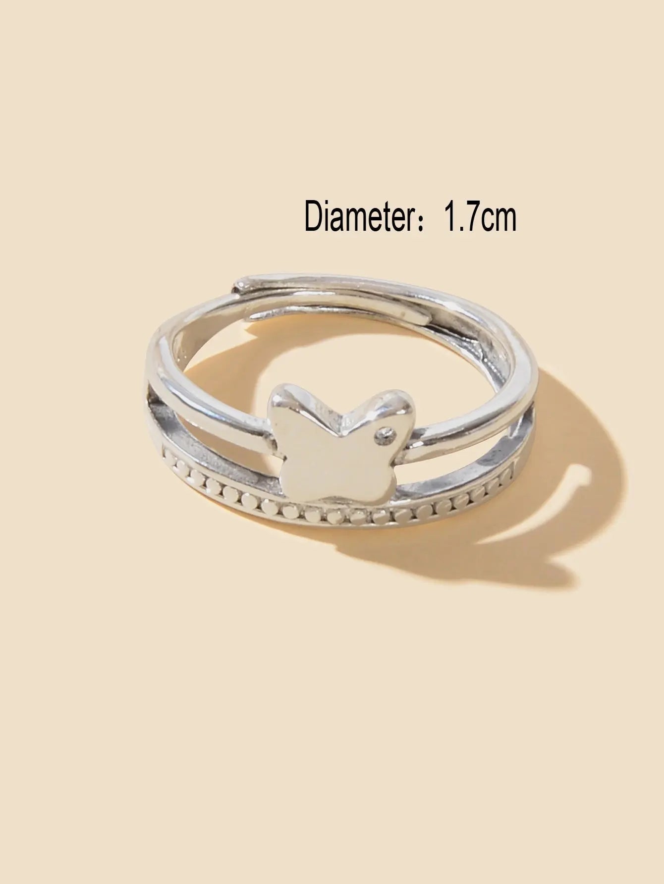 Good Quality Band Women Silver Color Double layer Copper Butterfly Finger Ring Feelontop Jewellery