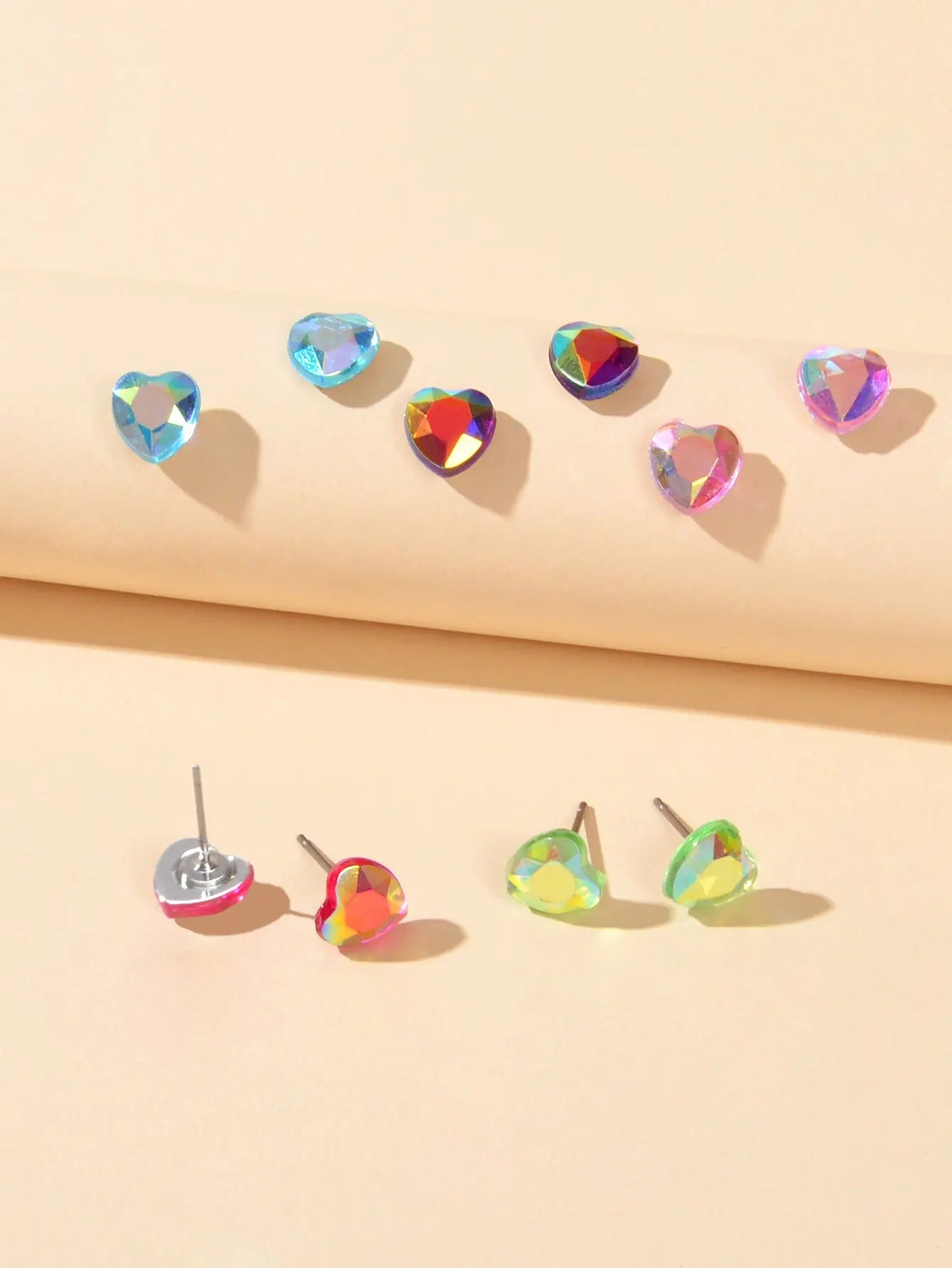 5pairs Funny Gifts Candy Color Small Heart Stud Earrings Lovely Ladies Jewellery Feelontop Jewellery