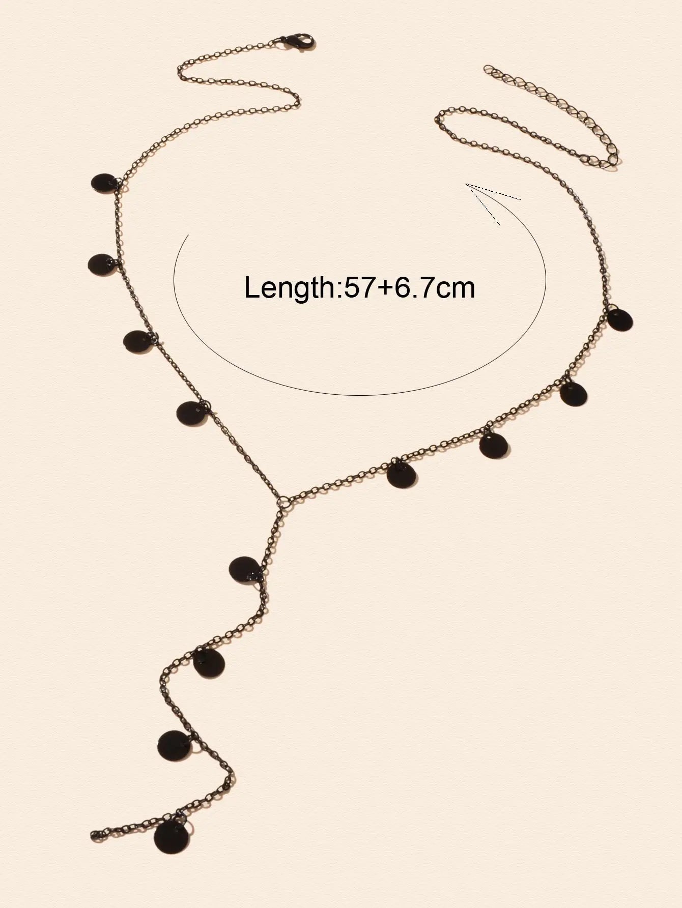 Stylish Jewellery Black Disc Charm Y Style Long Chain Pendant Necklace for Women Feelontop Jewellery