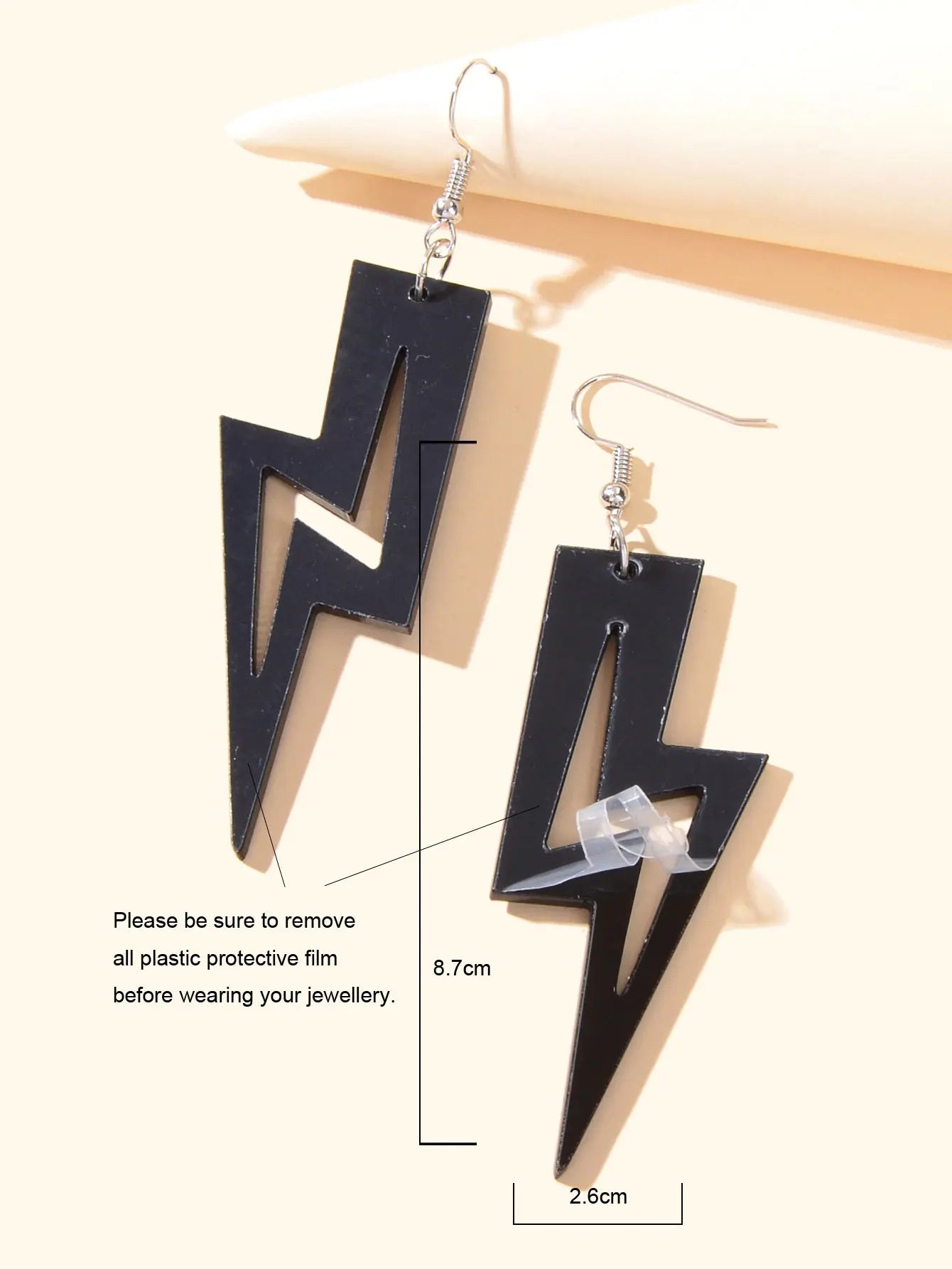 Black Red Pendant Retro Acrylic Dangle Lightning Earrings for Women 80's Party Feelontop Jewellery