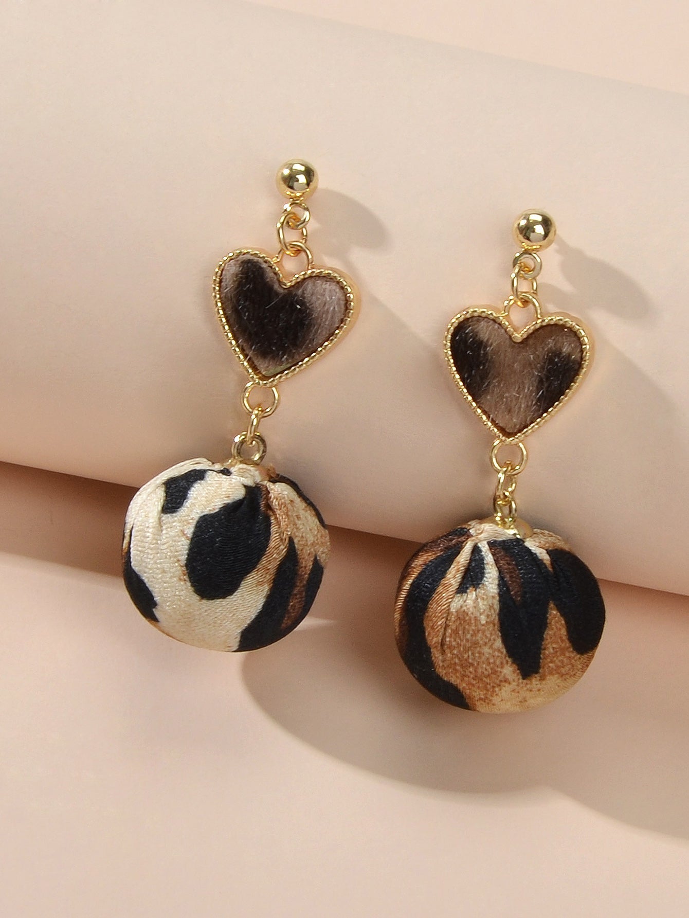 Women Leopard Heart Ball Charm Dangle Earrings Ladies Party Decoration Jewellery Feelontop Jewellery
