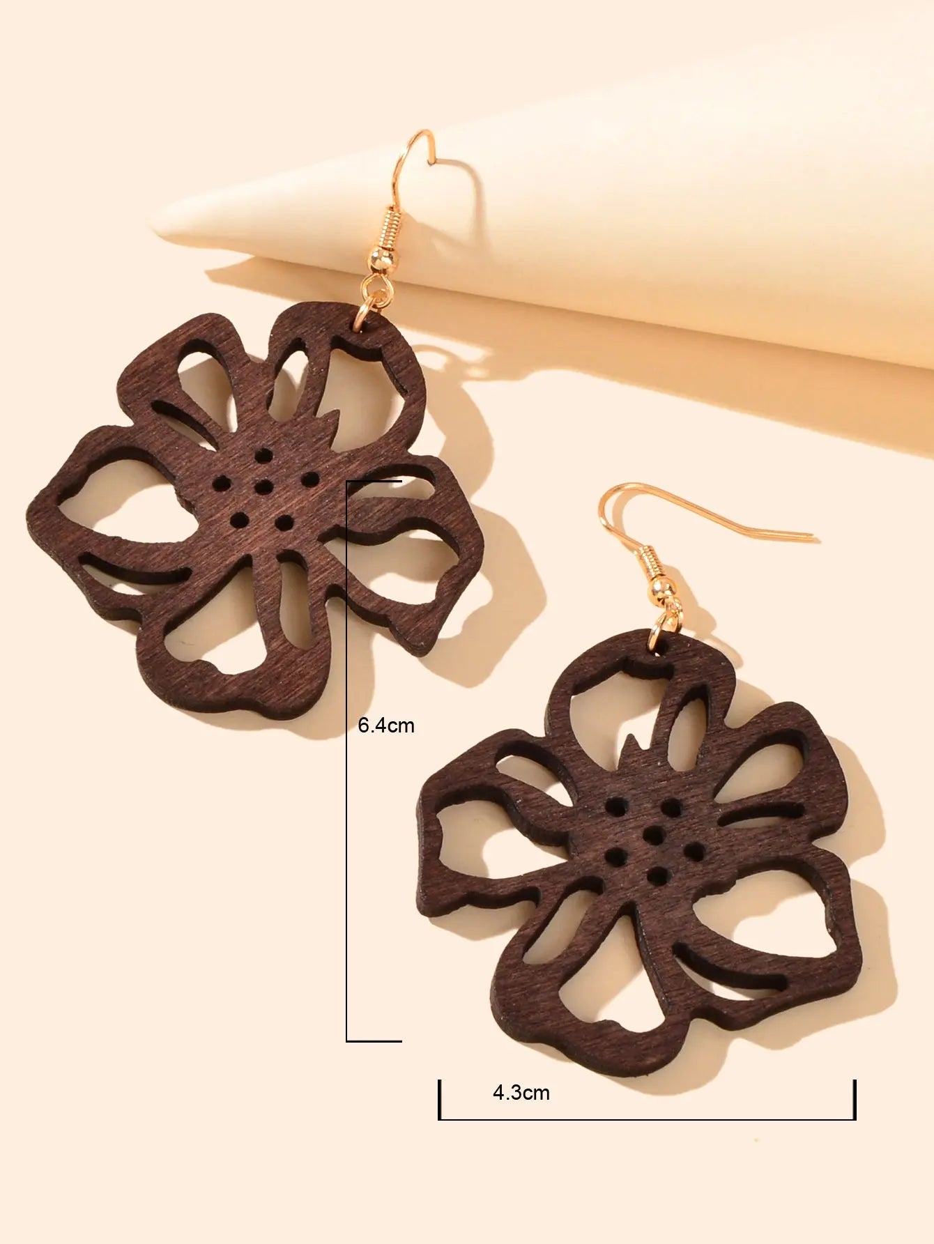 Ethnic Brown African Natural Wooden Hollow Flower Dangle Bohemian Charm Earrings Feelontop Jewellery