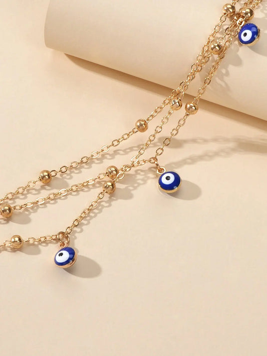 Eye Charm Beads Anklet Adjustable Beach Layered Ankle Gold Foot Chain Jewellery Feelontop Jewellery