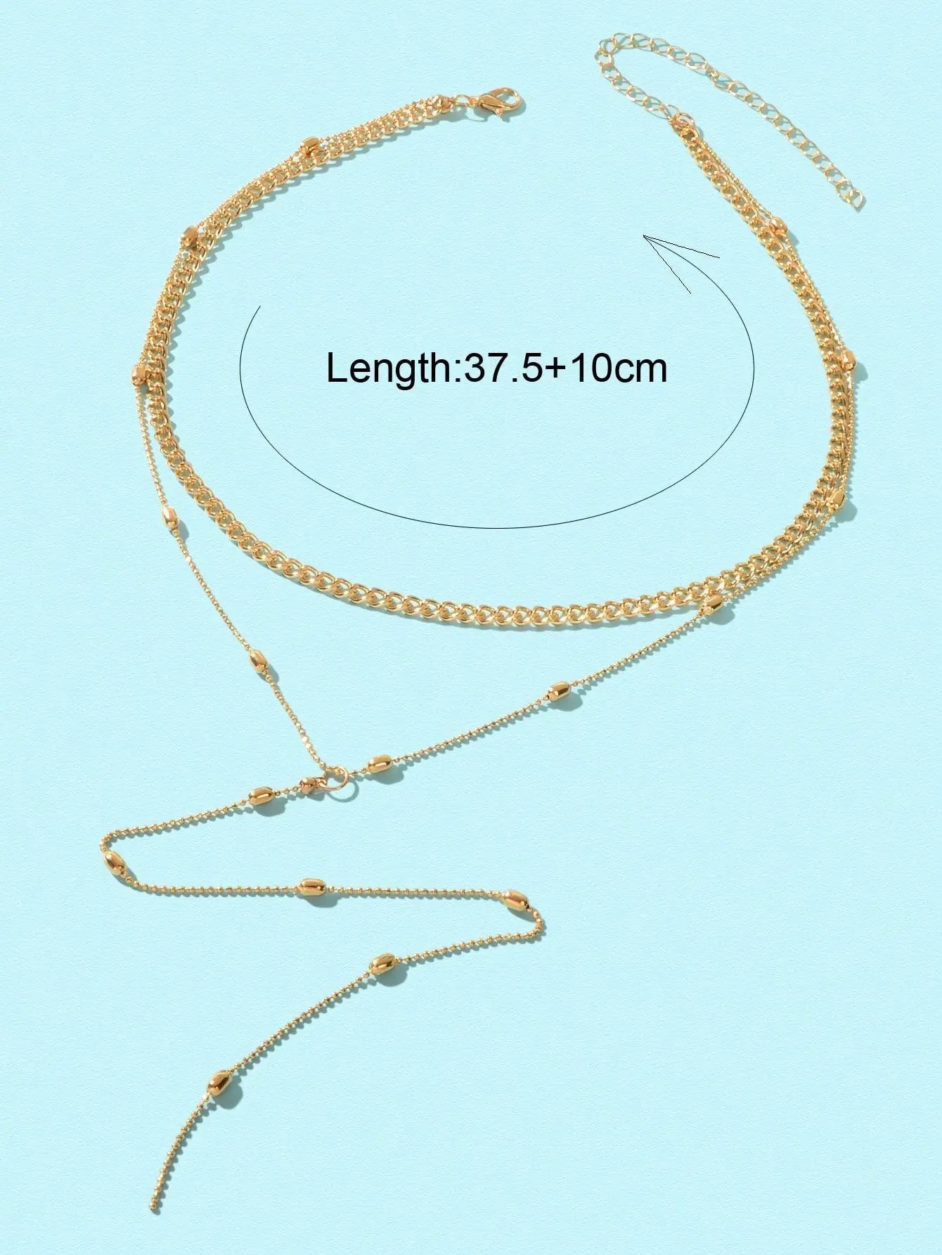 Golden Fringe Necklace with Long Gold Chain Glamorous Accent for Any Ensemble Feelontop Jewellery