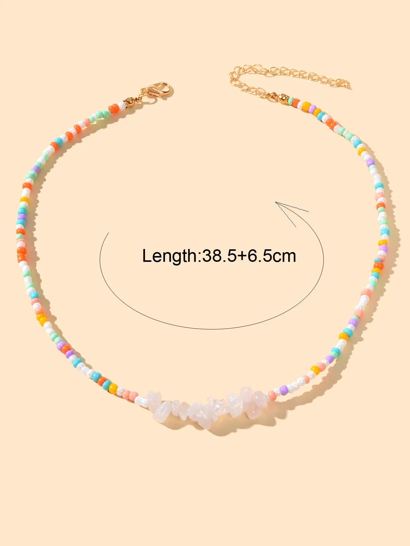 Boho Jewellery Handmade Beads Chain Irregular Transparent Resin Collar Necklace Feelontop Jewellery