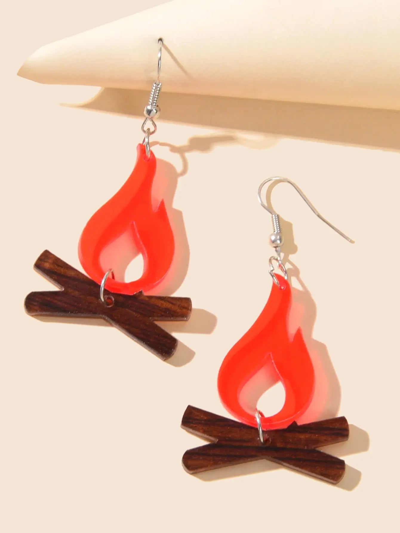 Red Flame Earrings Acrylic Creative Chic Firewood Fire Night Club Spark Jewelry Feelontop Jewellery