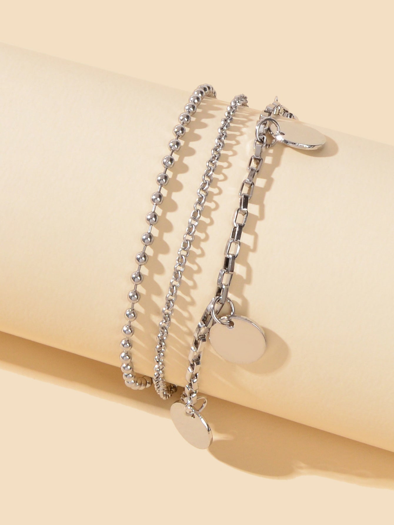 Stunning Silver Ball Chain Tag Charms Bracelet Chic Jewelry Lovely Shining Gift Feelontop Jewellery