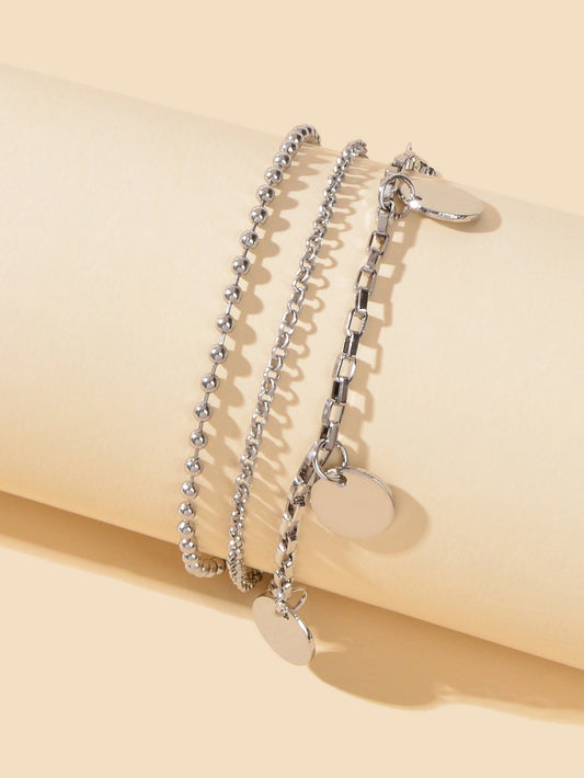 Stunning Silver Ball Chain Tag Charms Bracelet Chic Jewelry Lovely Shining Gift Feelontop Jewellery