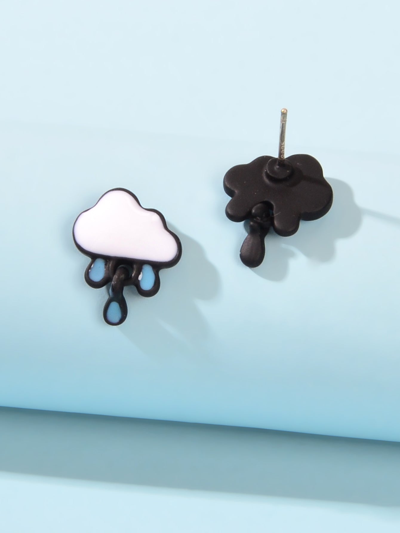 Enamel Alloy Cute White Cloud Blue Raindrop Stud Earrings Cartoon Jewellery Gift Feelontop Jewellery