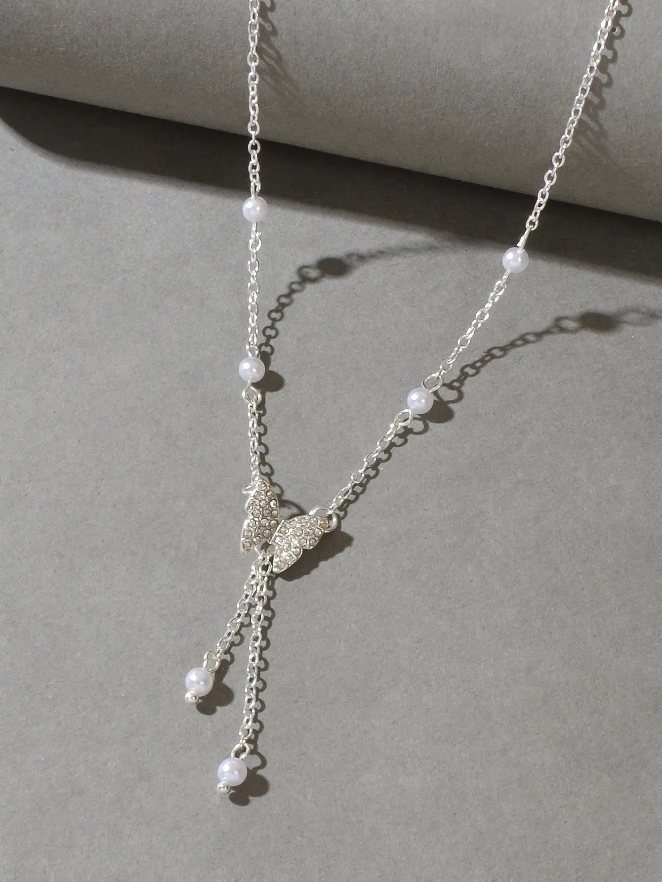 Sparkling Butterfly Pendant Y-Drop Necklace Tassel Clavicle Collar Women Jewelry Feelontop Jewellery
