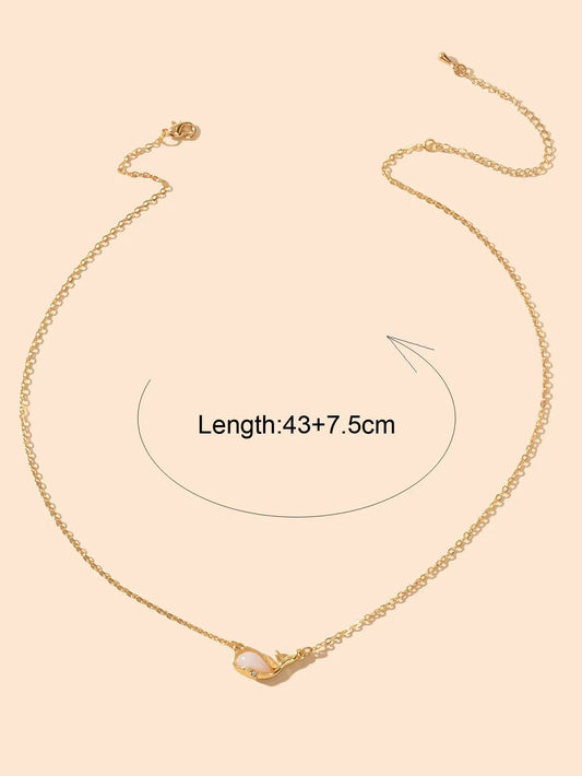 Exquisite Women Accessories Gold Chain Opal Dolphin Charm Necklace Gift Jewelry Feelontop Jewellery
