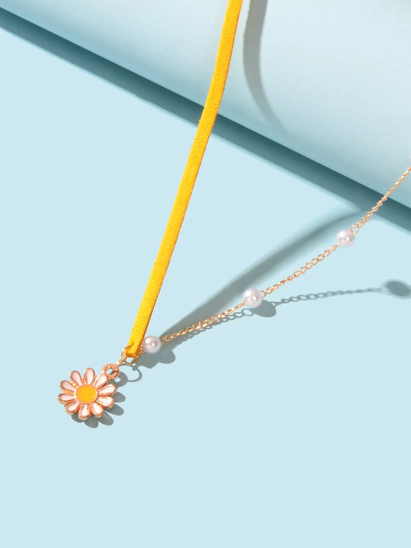 Boho Yellow Pearl Decoration Multiple Chain Exquisite Flower Pendant Necklace Feelontop Jewellery