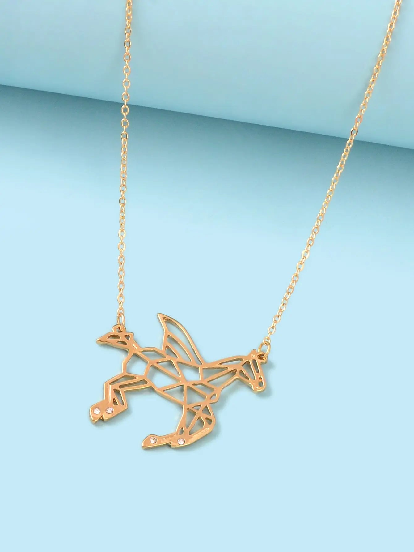 Designer Jewellery Minimalist Creative Gold Hollow Flying Horse Pendant Necklace Feelontop Jewellery