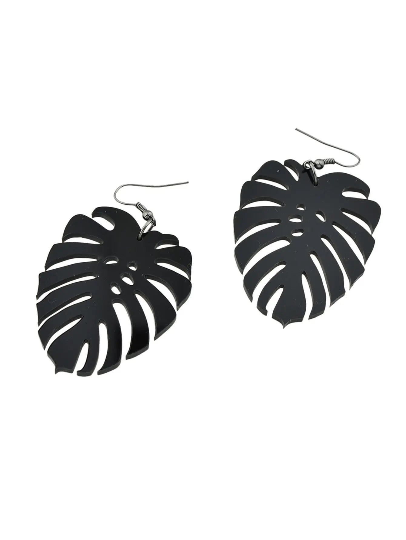 Black Acrylic Leaf Chunky Dangle Holiday Earrings Girls Designer Stylish Jewelry Feelontop Jewellery