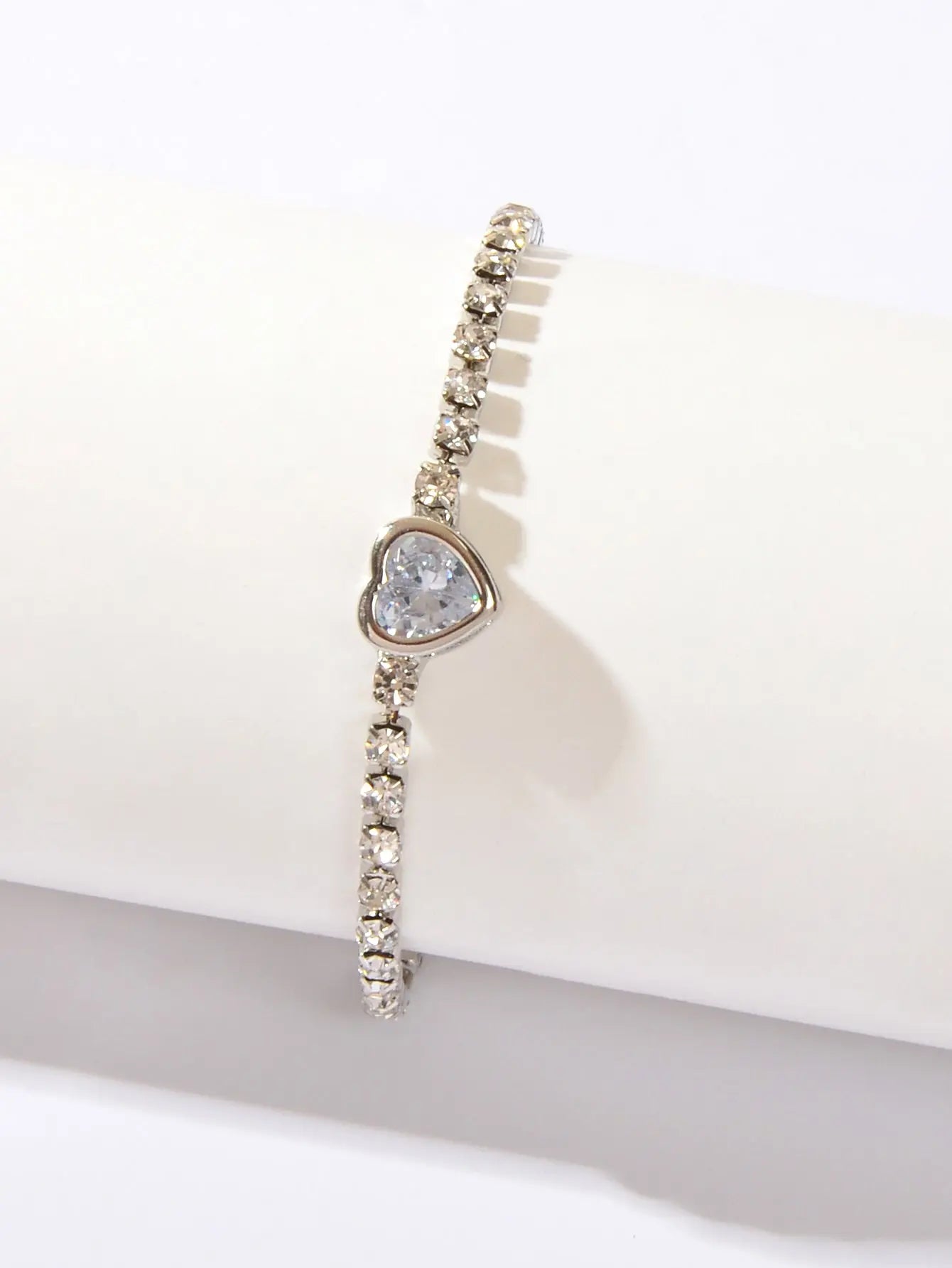 Anniversary Jewellery Shining Luxury Rhinestone Heart Adjustable Tennis Bracelet Feelontop Jewellery