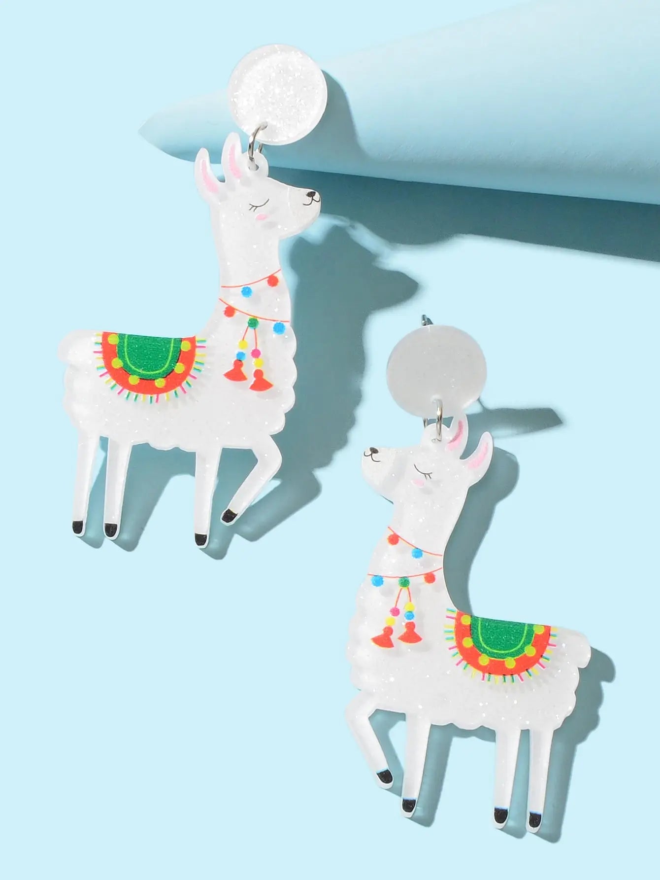 White Acrylic Lovely Sheep Dangle Lamb Earrings Cartoon Design Geometric Jewelry Feelontop Jewellery