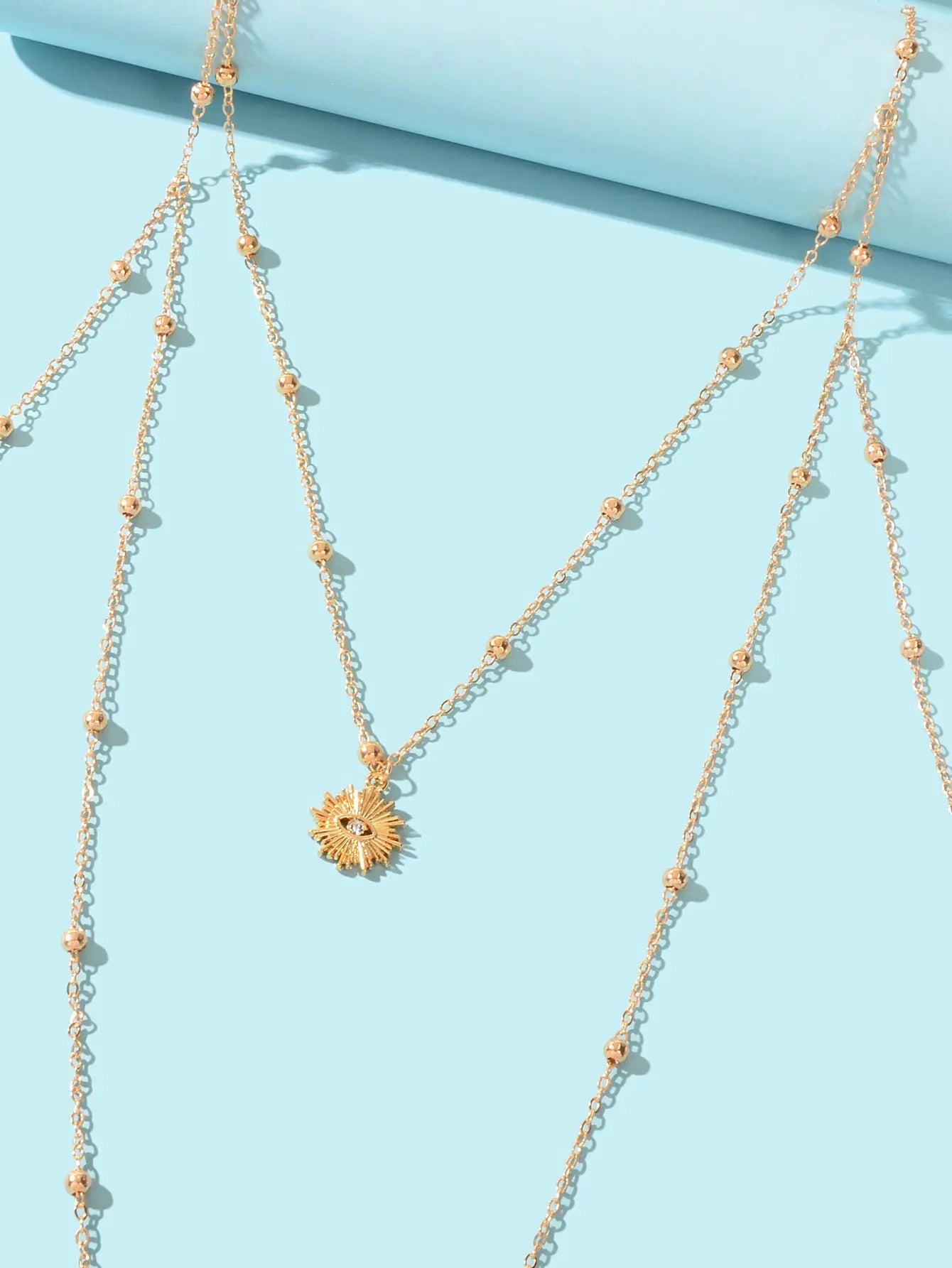 Gold Layered Body Chain Eye Heart Charm Crossover Bra Bikini Beach Body Jewelry Feelontop Jewellery