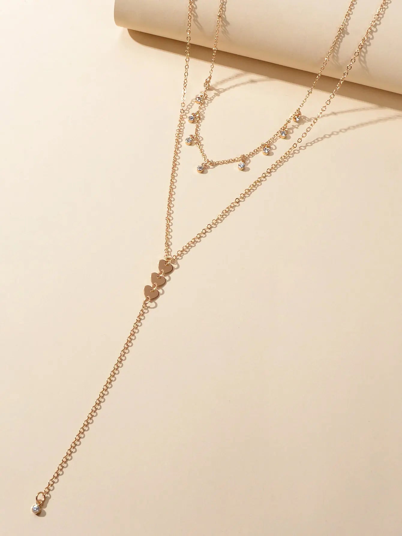 2pcs Designer Jewellery Rhinestone Charm Necklace Heart Y shape Pendant Necklace Feelontop Jewellery