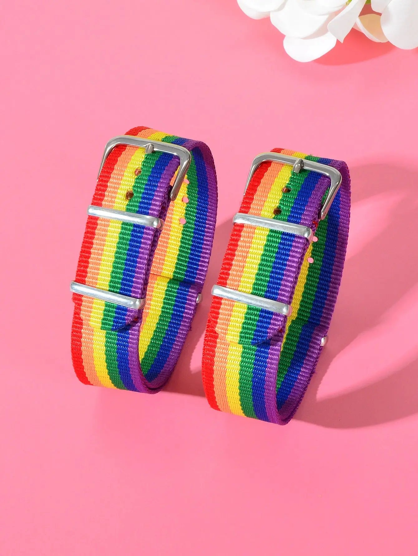 2pcs Valentine's Gift Rainbow Belt Bracelets Matching Couple Best Friend Jewelry Feelontop Jewellery