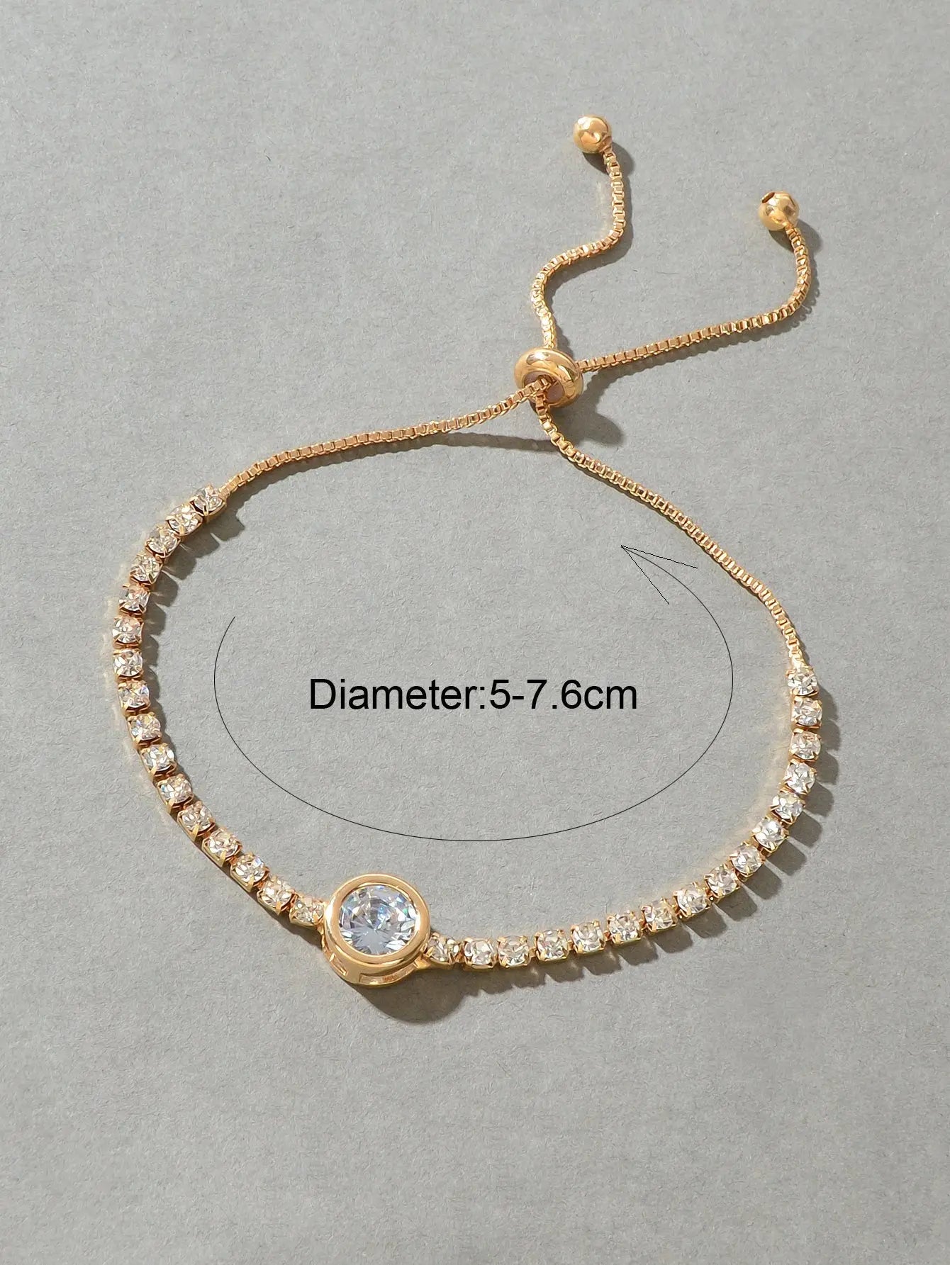 Luxurious Rhinestone Decor Sliding Chain Adjustable Women Wedding Party Bracelet Feelontop Jewellery