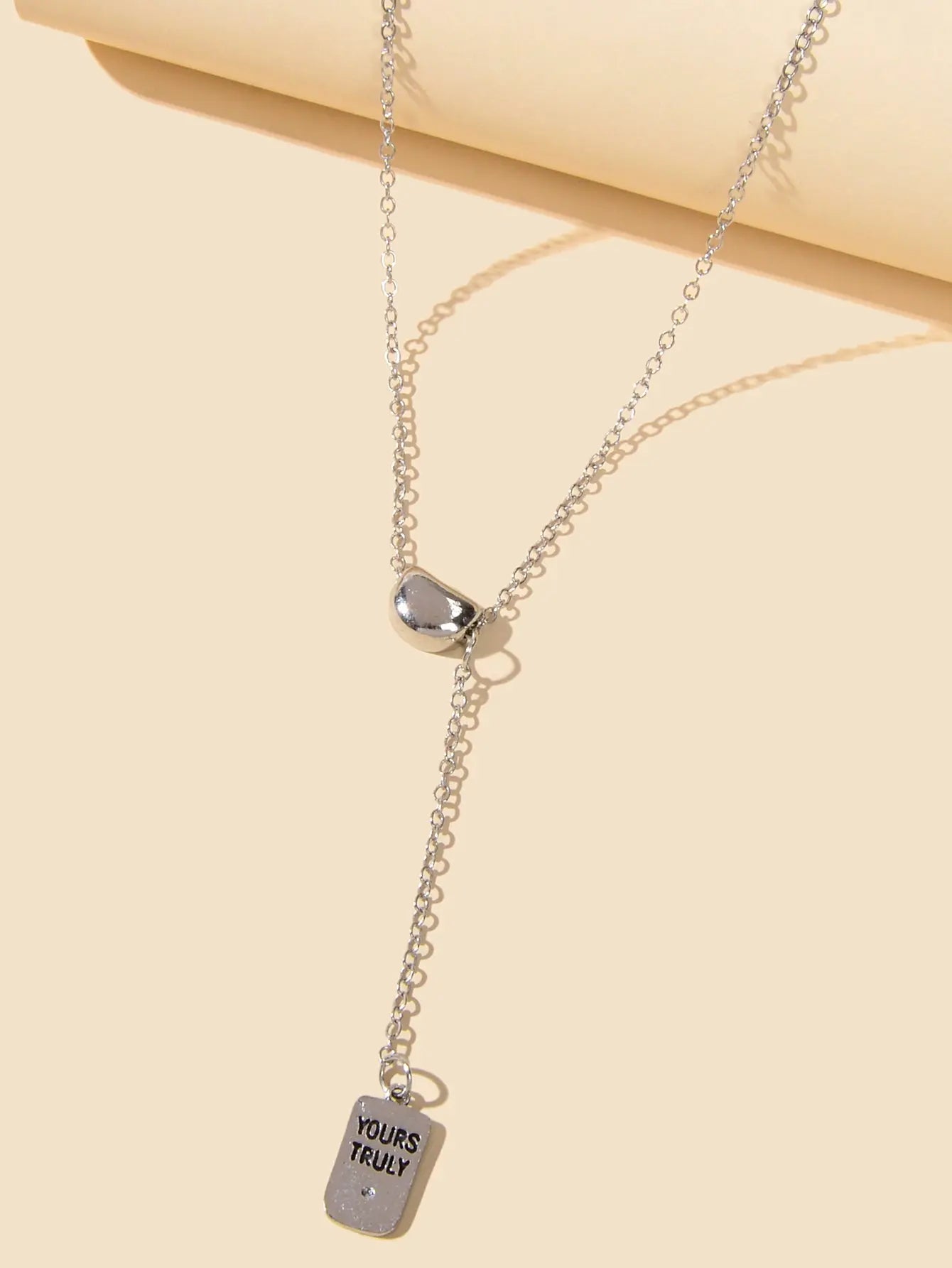 Punk Hip Hop Jewelry Silver Chain Yours Truly Square Necklace Trendy Accessories Feelontop Jewellery