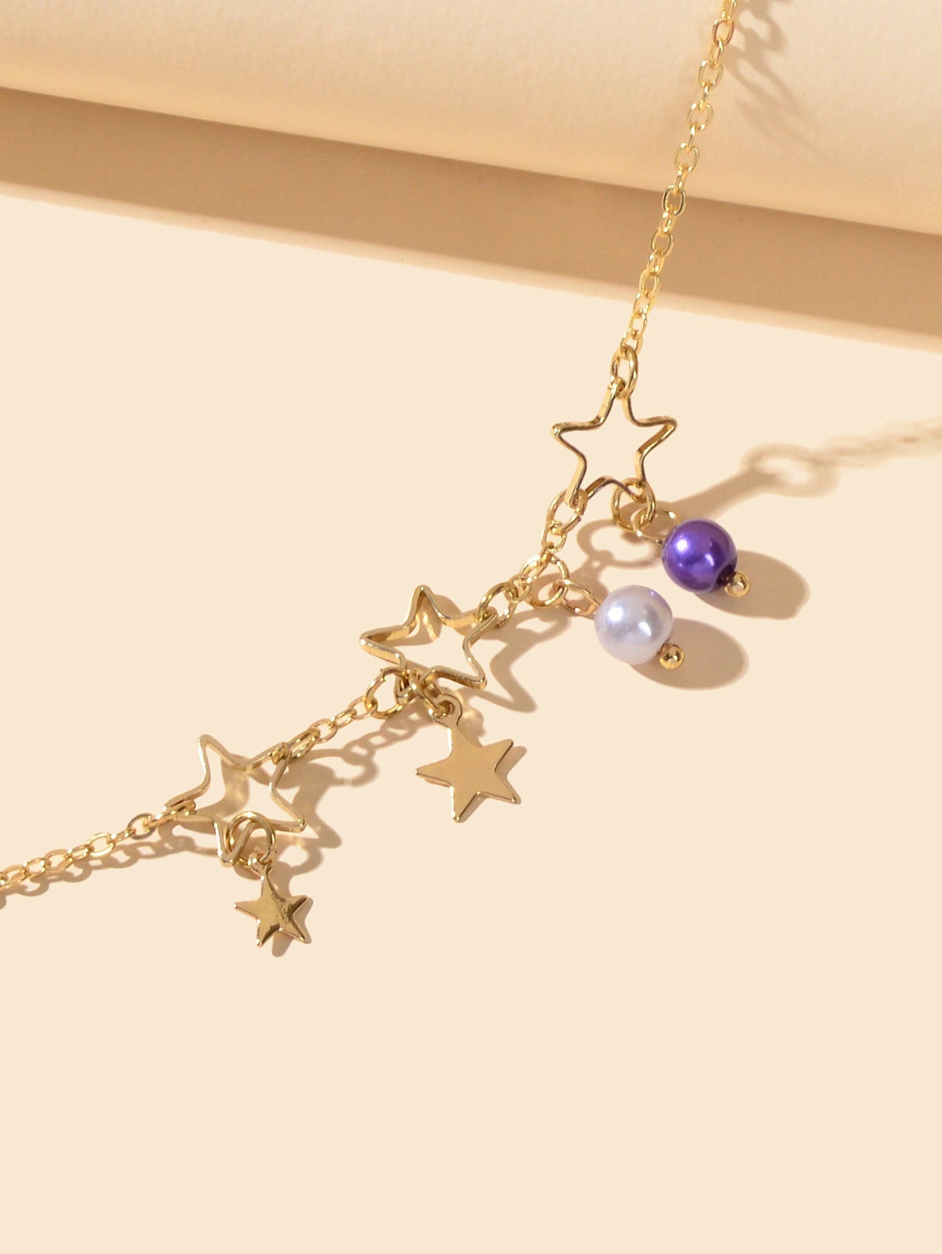 Gold Chain White Purple Beads Star Charm Trendy Bracelet Teen Ladies Jewellery Feelontop Jewellery