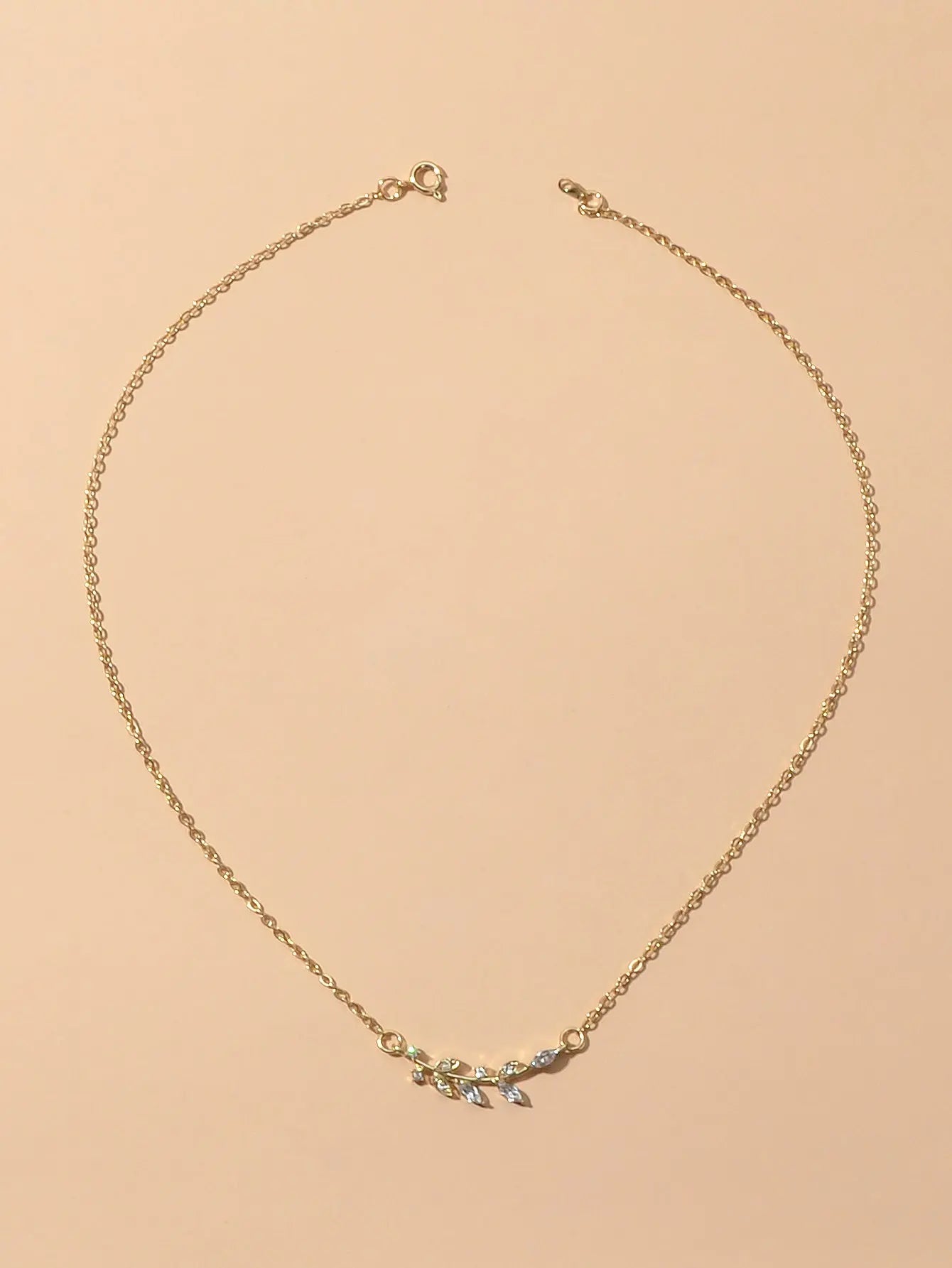 Shining Jewellery Rhinestone Decor Gold Silver Chain Leaf Charm Pendant Necklace Feelontop Jewellery