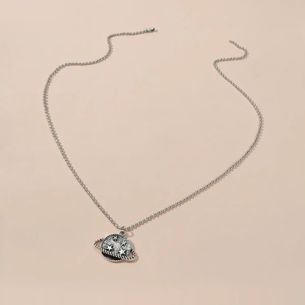 Goth HipHop Style Antique Silver Popcorn Chain Star Planet Pendant Punk Necklace Feelontop Jewellery