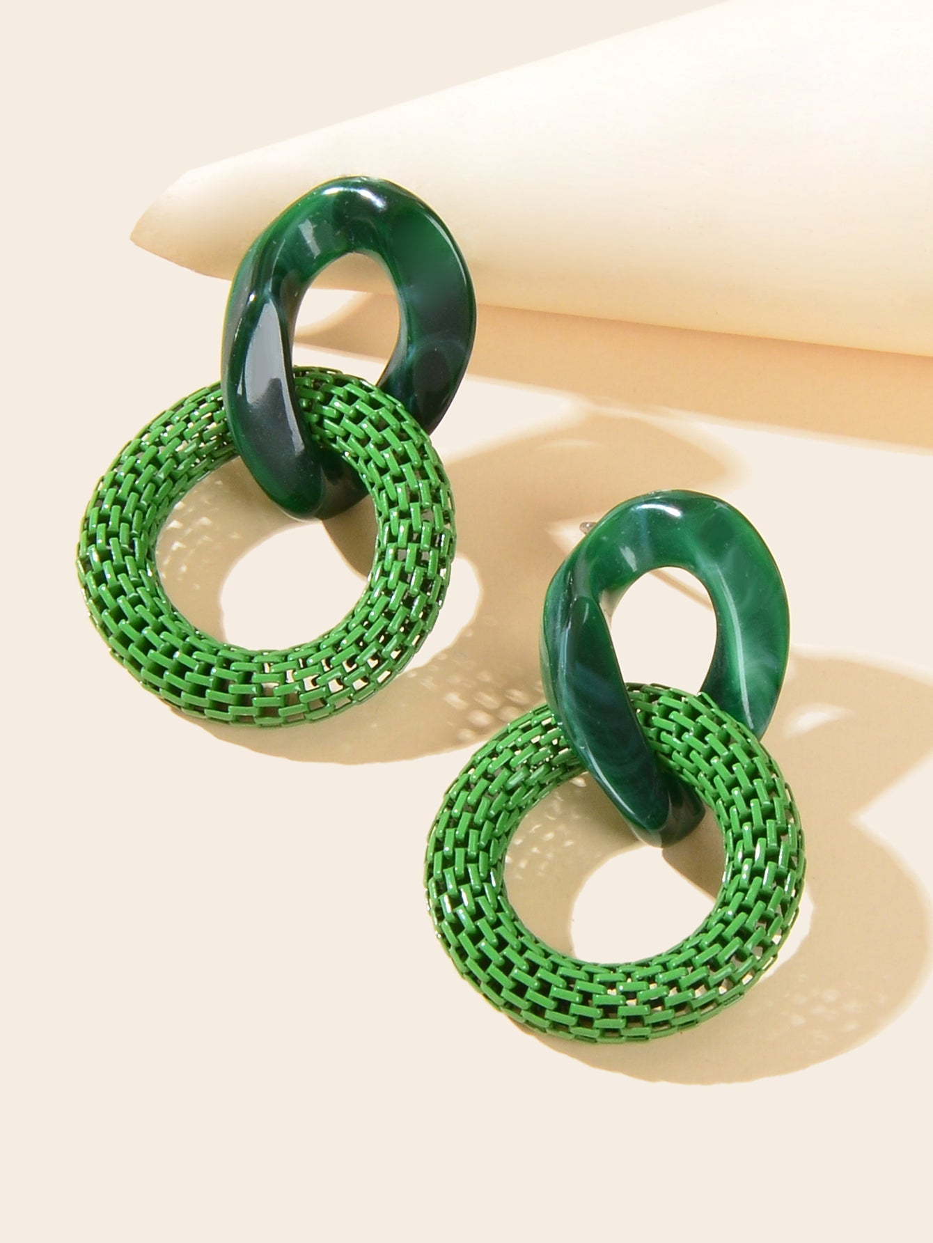 Green Red Resin Paper Clip Cuban Chain Link Dangling Party Earrings Ear Jewelry Feelontop Jewellery