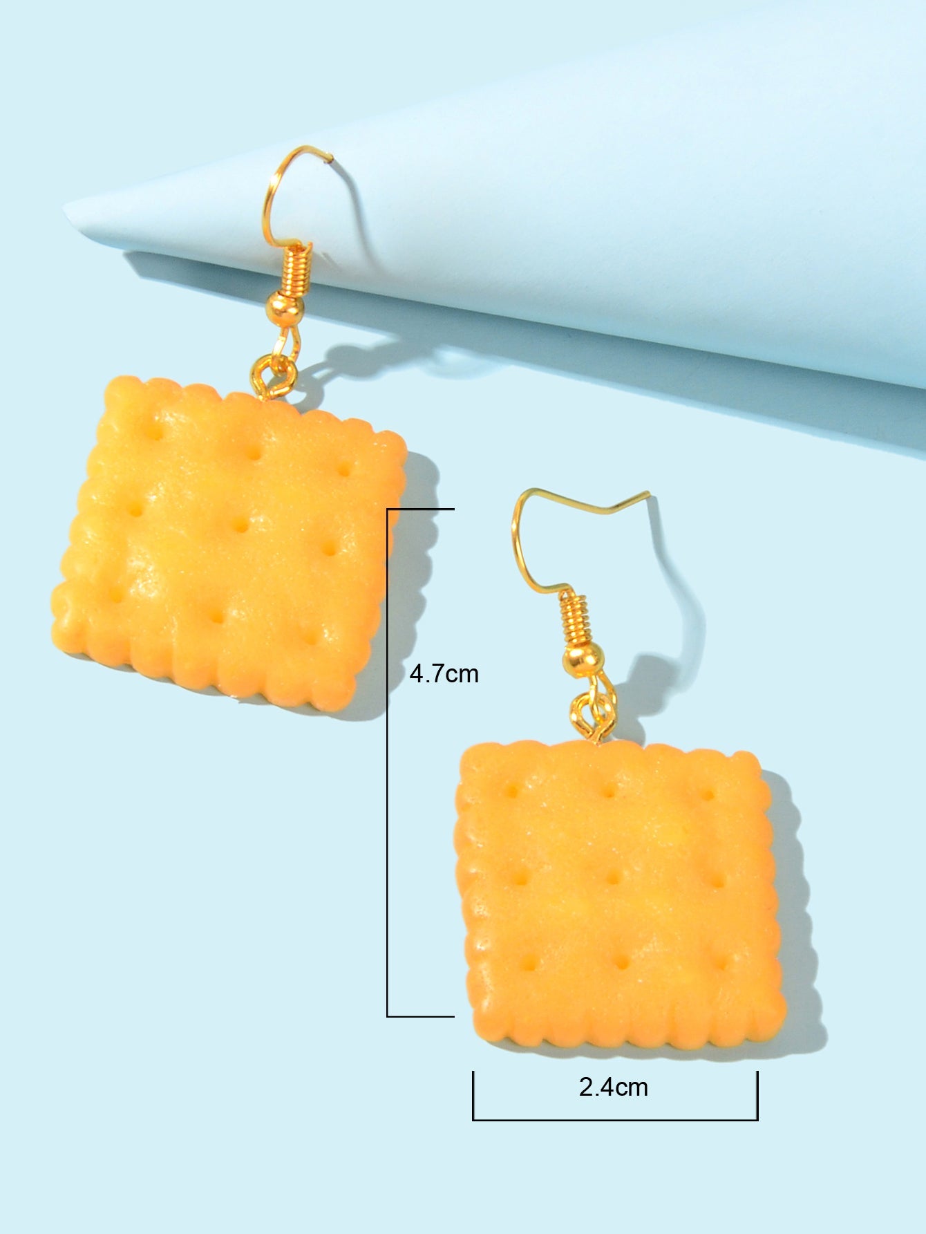 Orange Resin Biscuit Dangle Hook Bikkie Earrings Girl Cute Funny Food Jewellery Feelontop Jewellery
