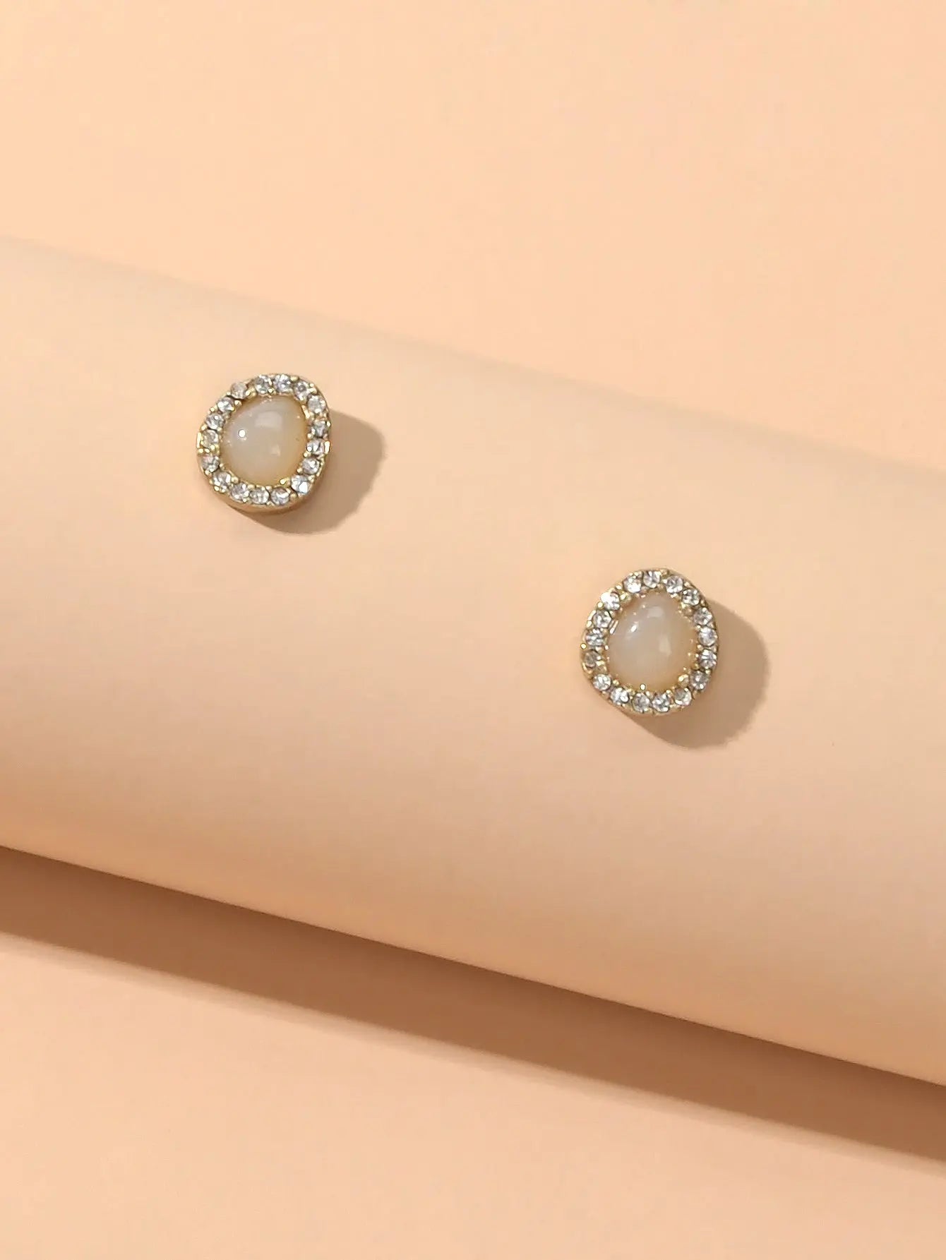 Exquisite Full Rhinestone Opal Decoration Water Droplets Stud Women Earrings Feelontop Jewellery