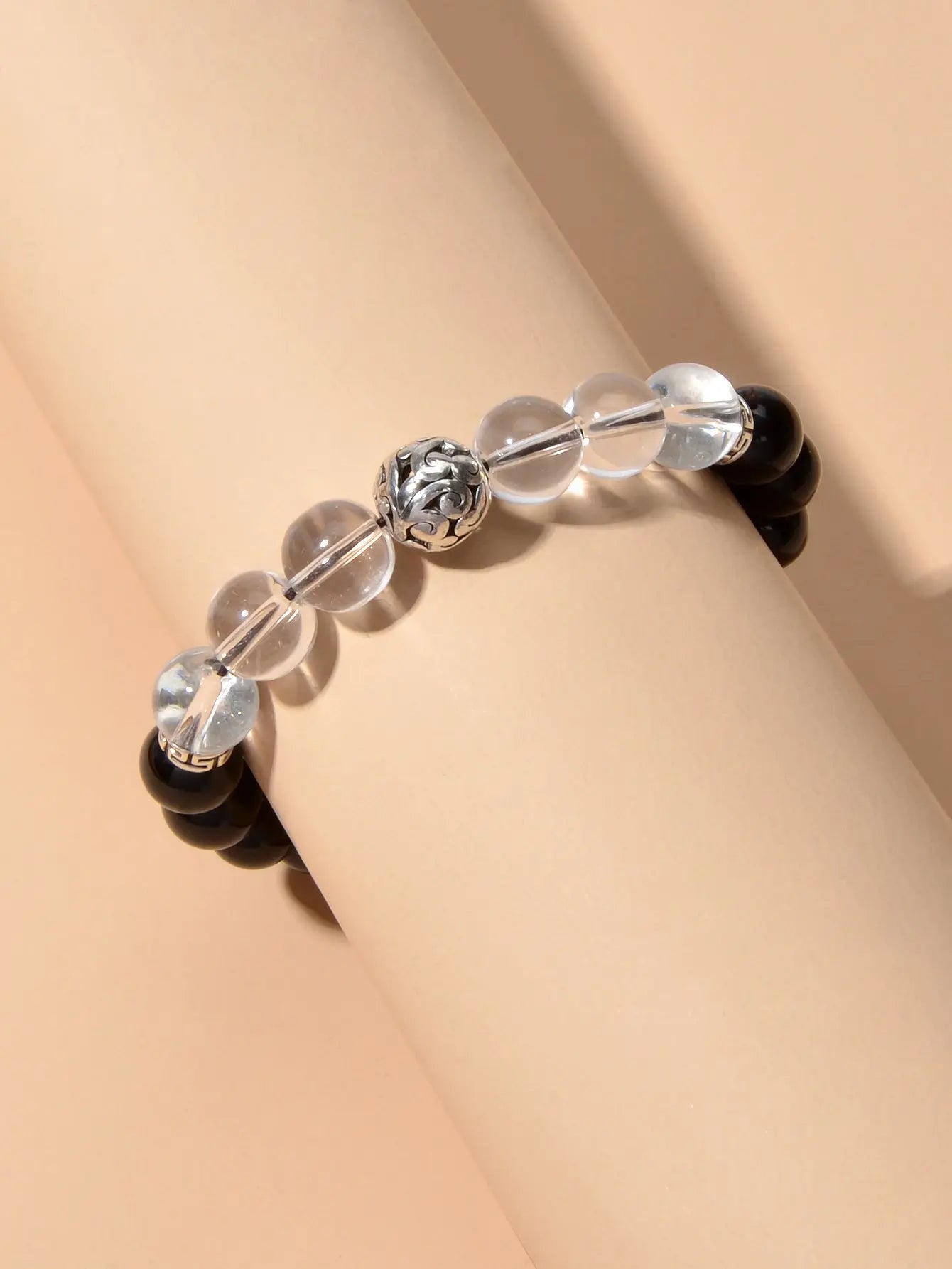 Tribal Ethnic Jewellery Black Transparent Beads Elastic Bohemian Bangle Bracelet Feelontop Jewellery