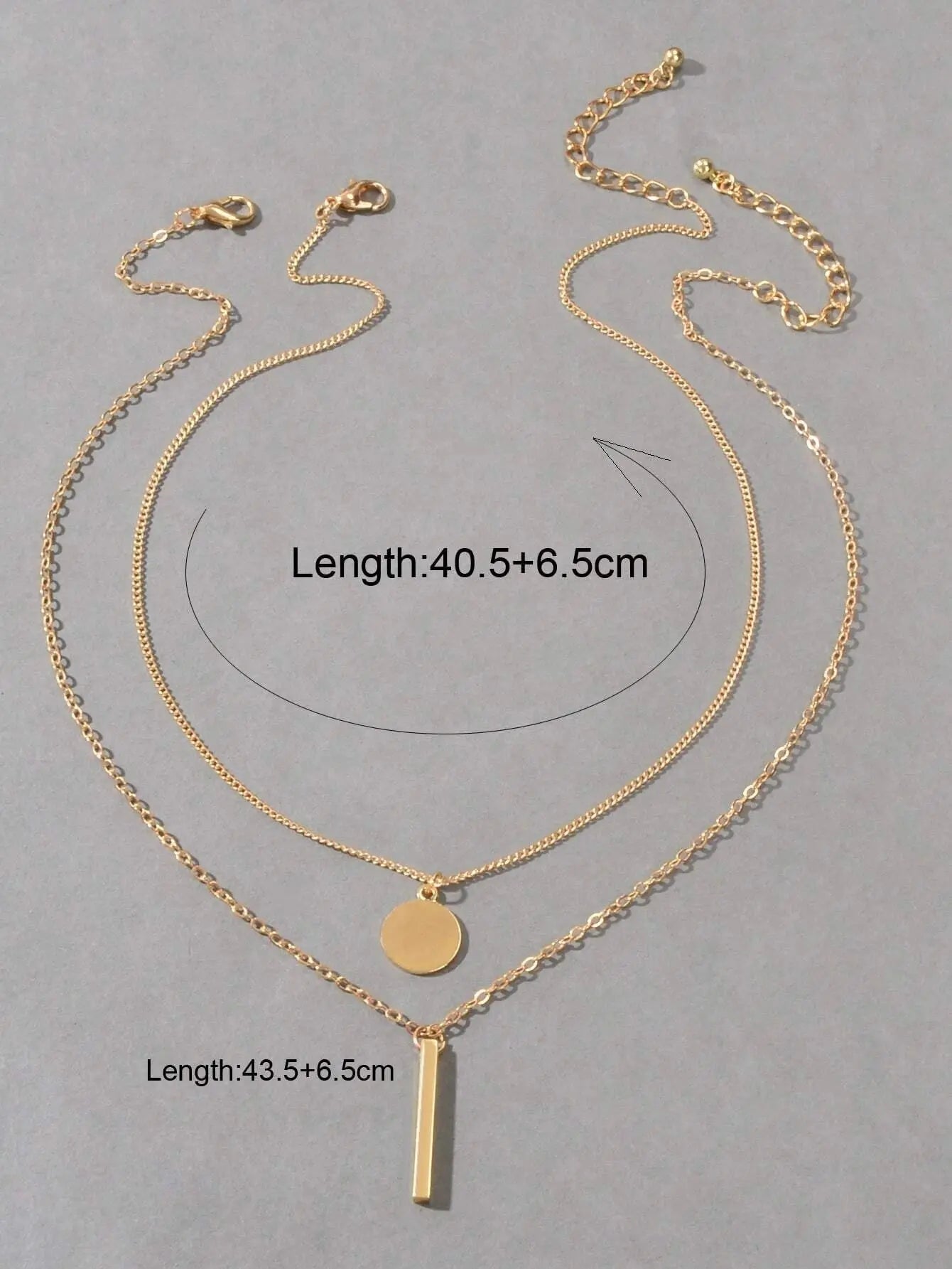 2 pcs Trendy Daily Gold Chain Disc Stick Charm Necklace Minimalist Jewelry Gifts Feelontop Jewellery