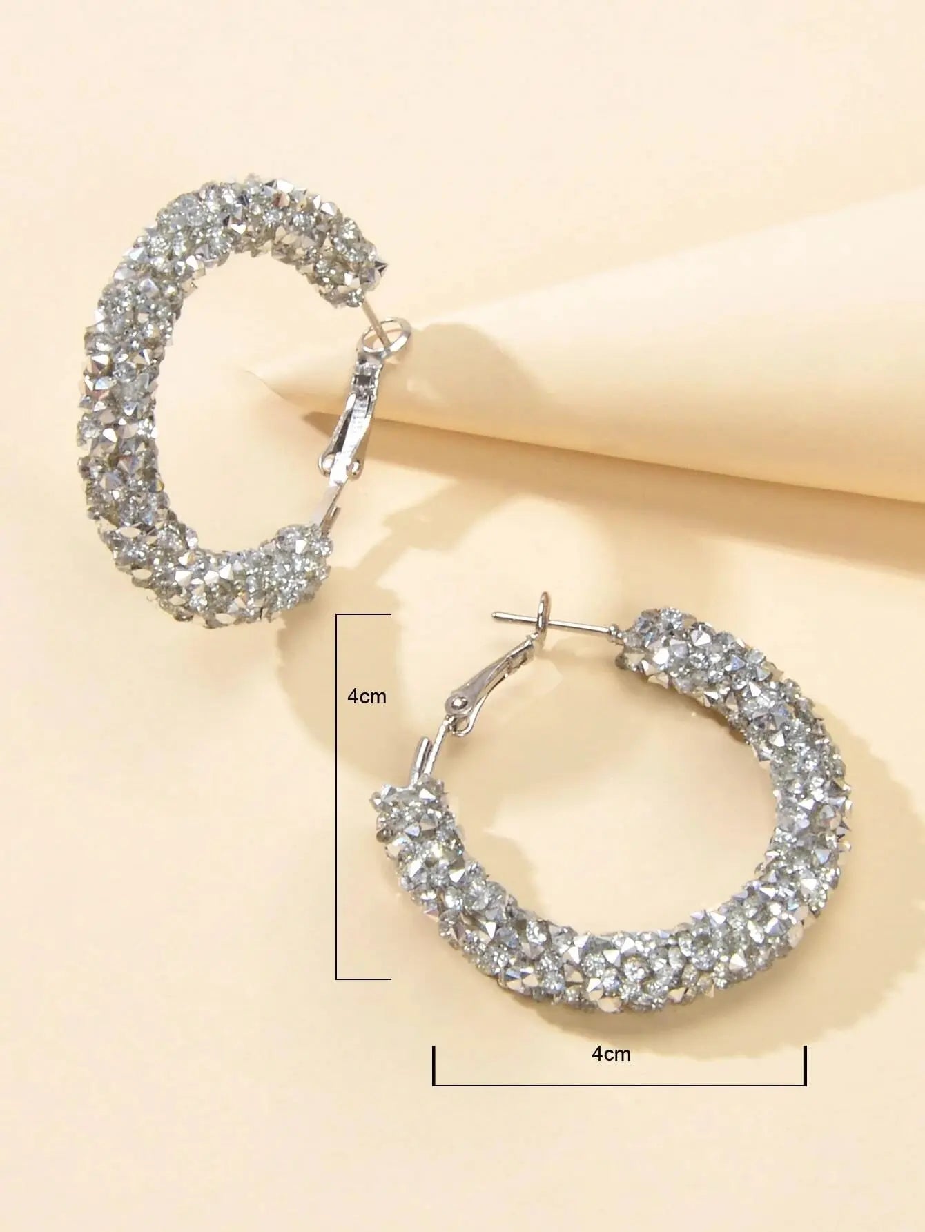 Party Gift Decoration Silver Rhinestone Shining Hoop Huggie Earrings AU Stock Feelontop Jewellery