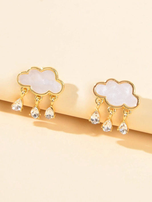 Designer Jewelry Clouds Shape Water Drop Charm Dangle Earrings Funny Women Gift Feelontop Jewellery