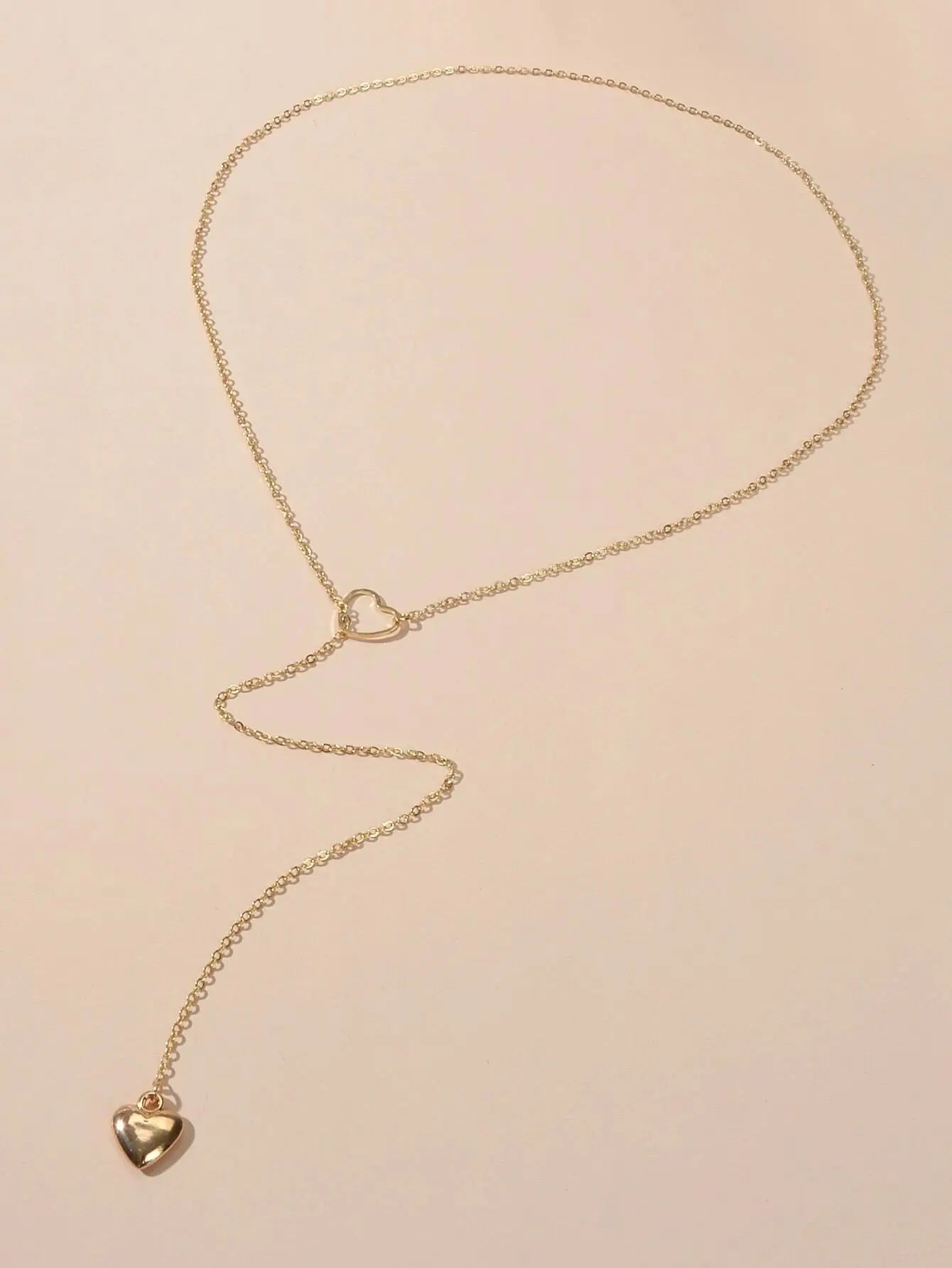 2 pcs Gold Chain Round Disc Love Heart Pendant Necklace Double Collar Women Gift Feelontop Jewellery