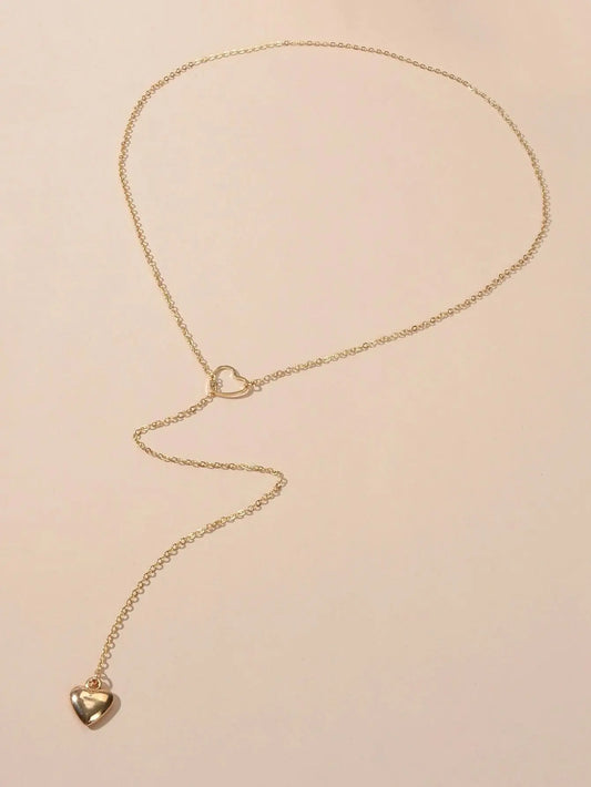 2 pcs Gold Chain Round Disc Love Heart Pendant Necklace Double Collar Women Gift Feelontop Jewellery