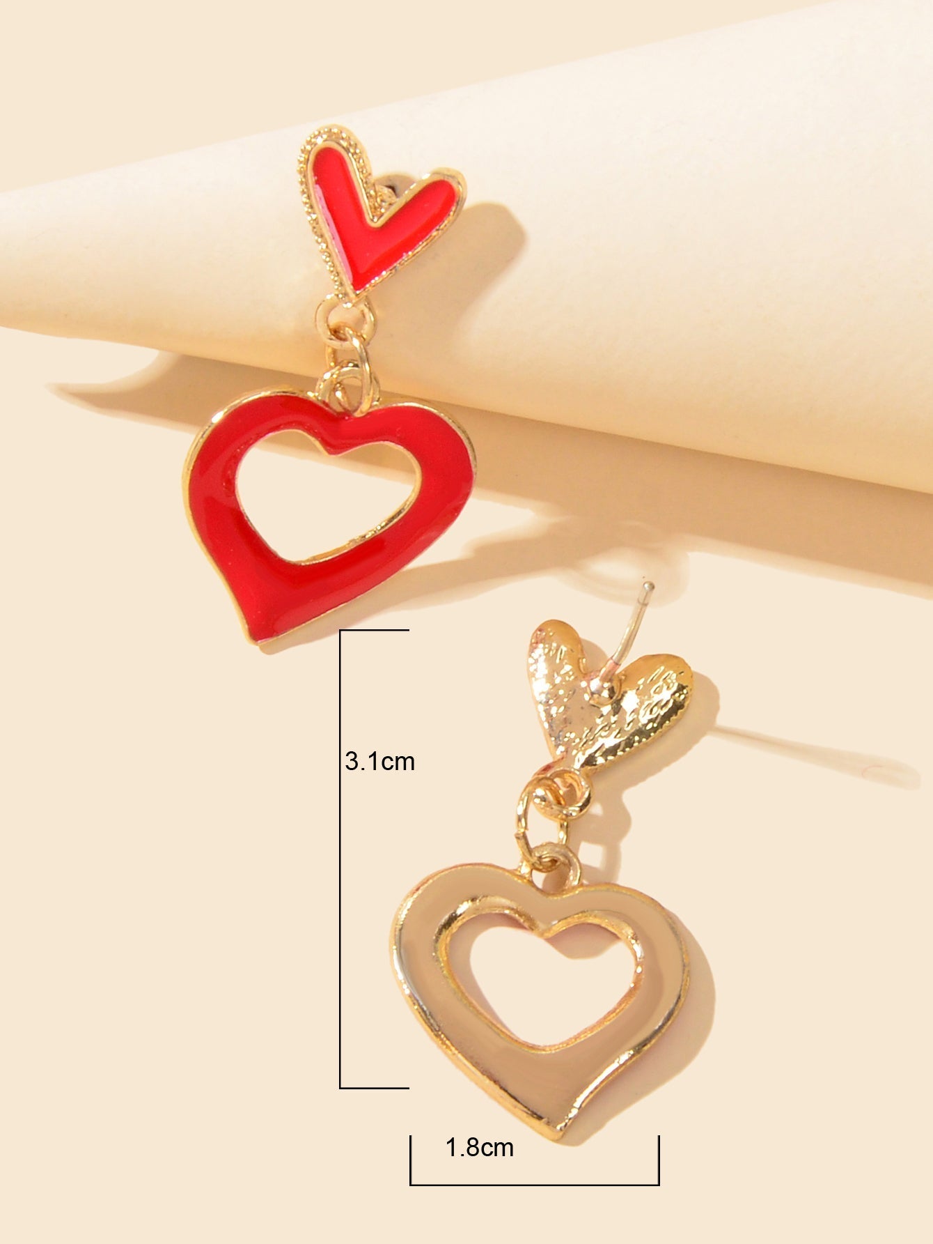 Red Heart Charm Stud Earrings Girls Valentine's Day Gift Feelontop Jewellery
