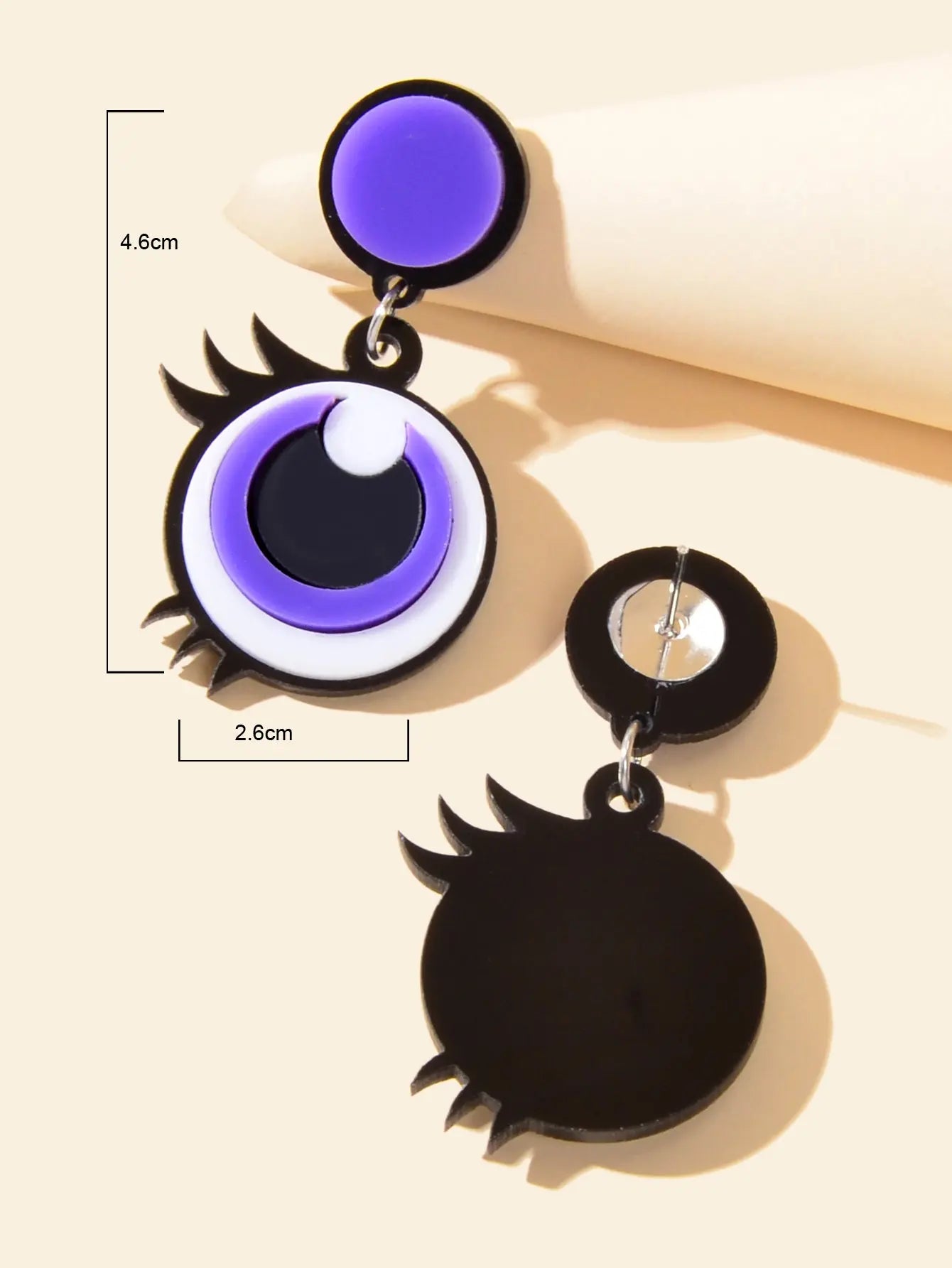 Cute Purple Eye Earrings Acrylic Cartoon Novelty Trendy Lightweight Drop Stud Feelontop Jewellery